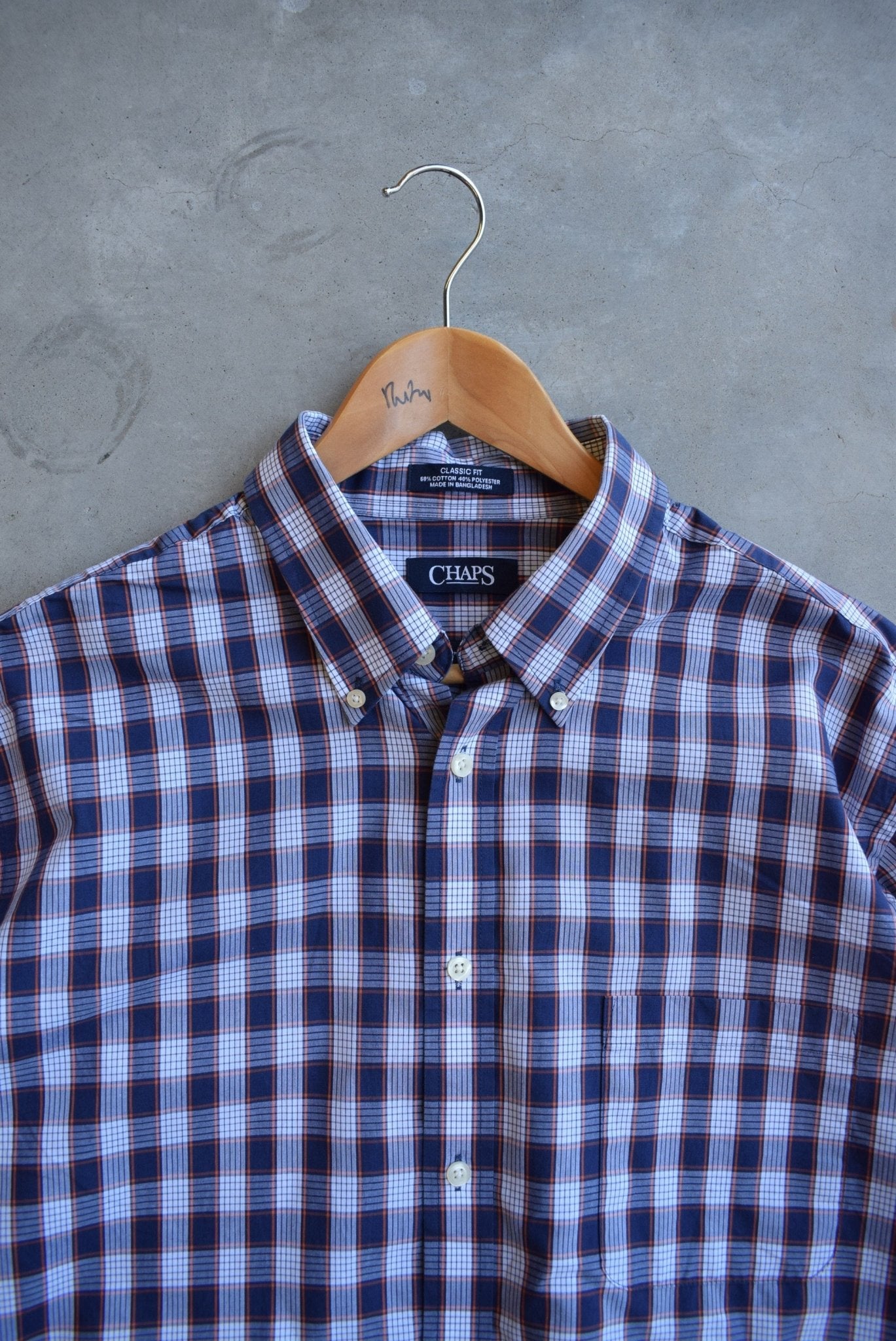 Chaps Ralph Lauren Navy Cropped Button Up — 2000s (L) - Retrospective Store