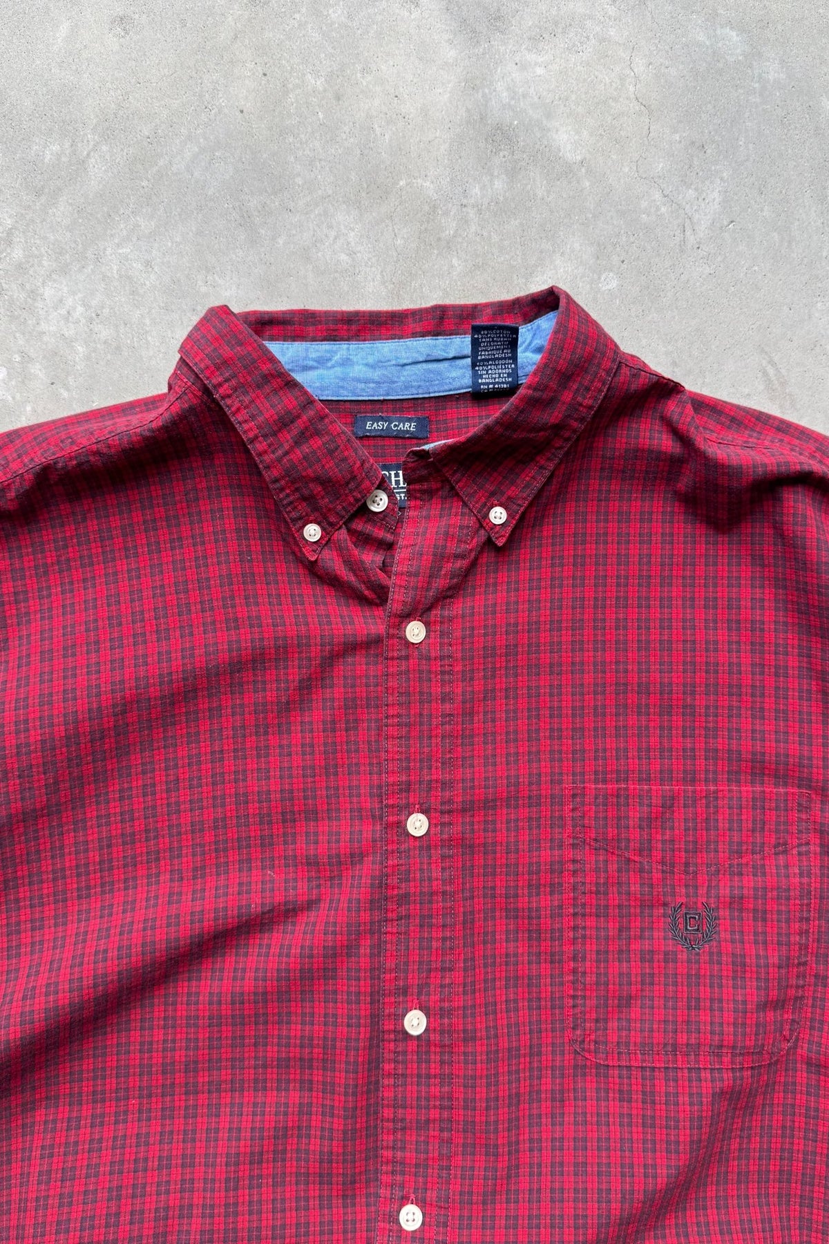 Chaps Ralph Lauren Red Cropped Long Sleeve Button Up — 2000s (XXL) - Retrospective Store