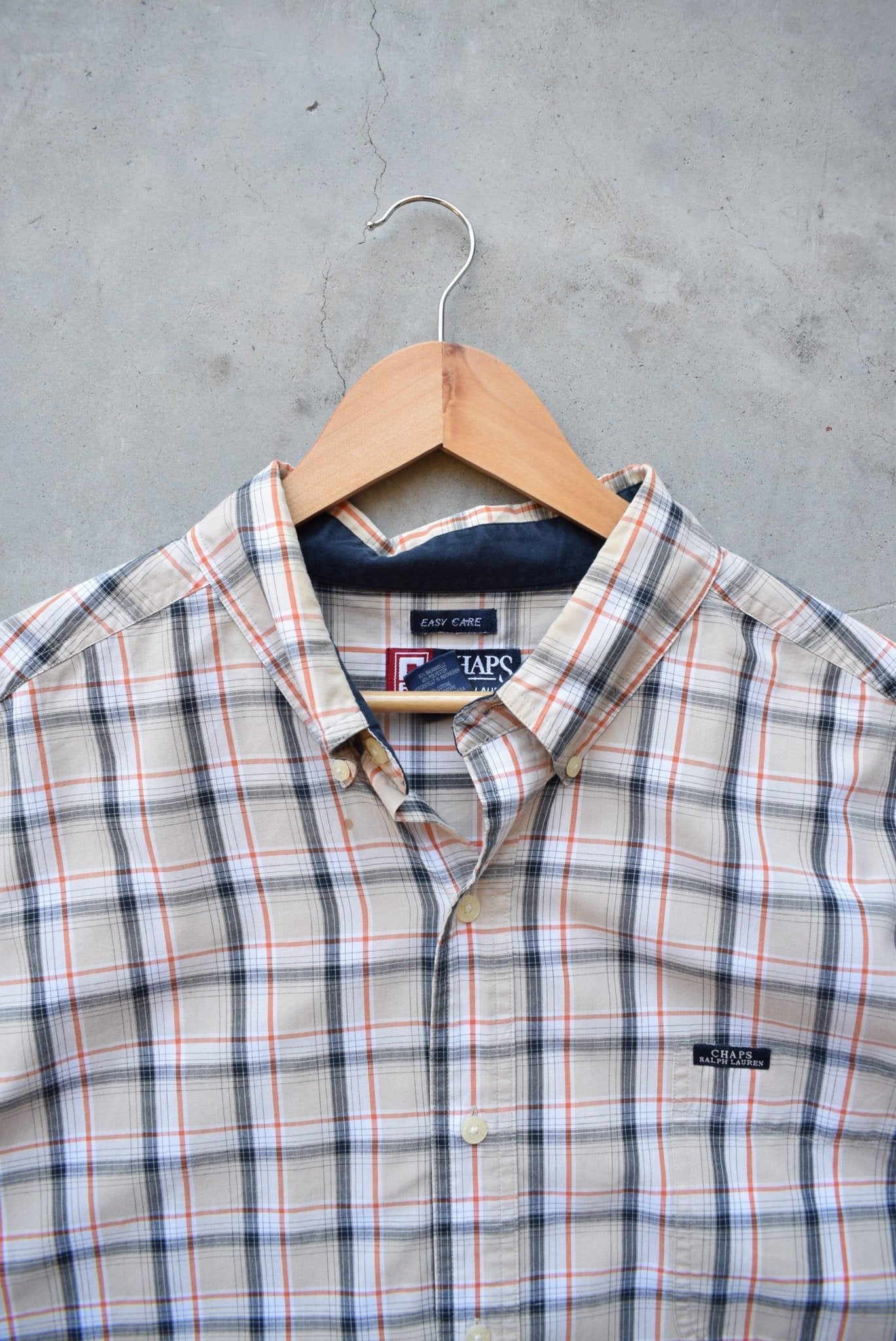 Chaps Ralph Lauren Tan Cropped Long Sleeve Button Up — 2000s (XXL) - Retrospective Store