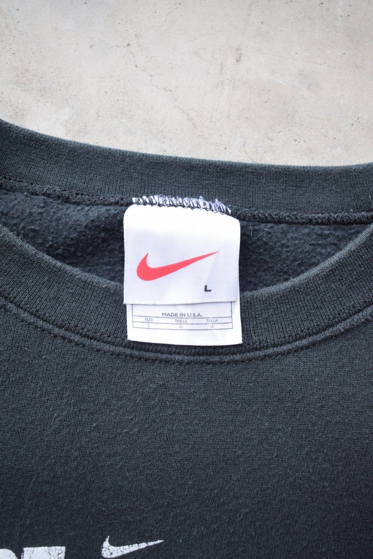 Dept. of Nike Black Spellout Crewneck — 1990s (L/XL) - Retrospective Store