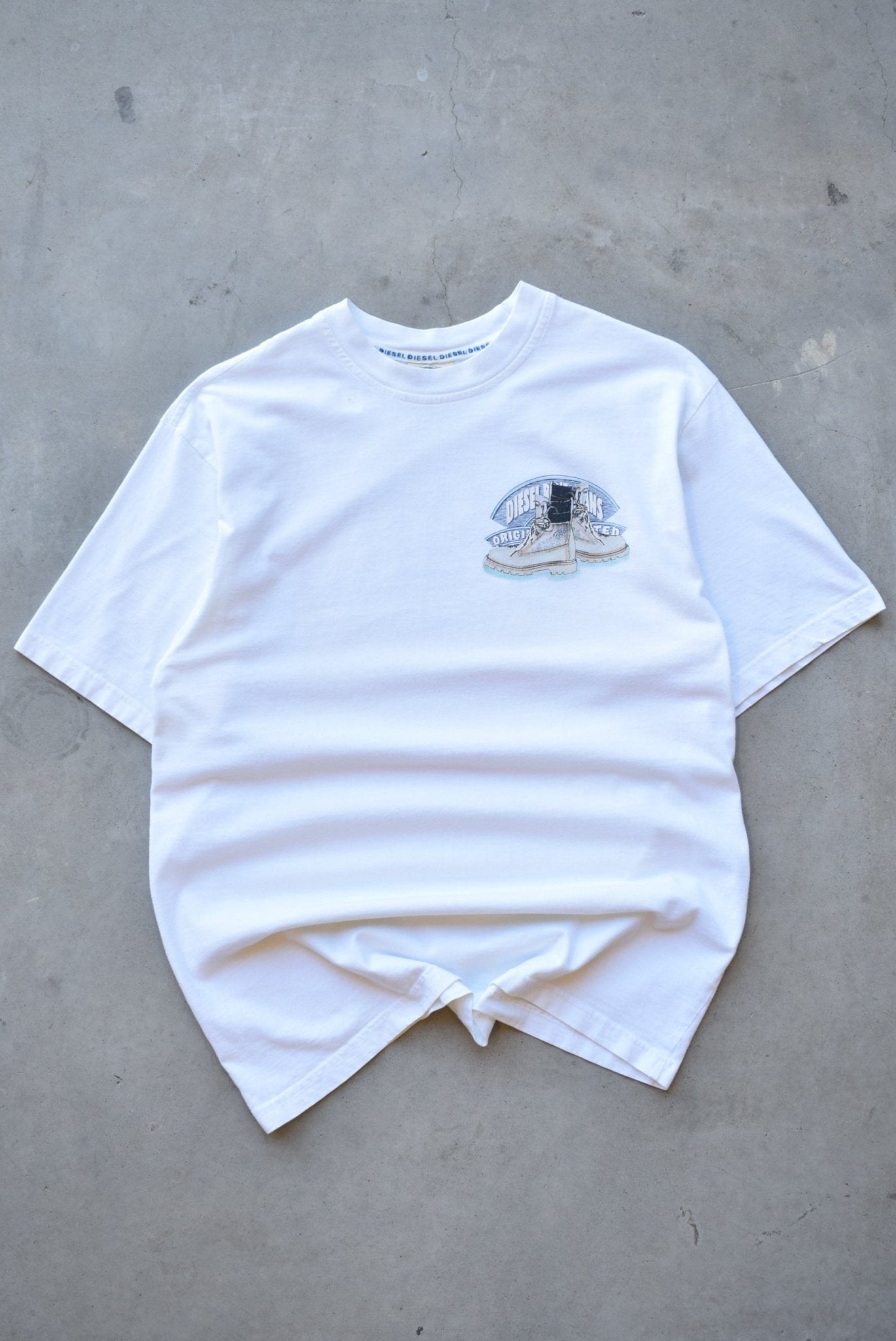 Diesel Industries White Graphic Tee — 1990s (M) - Retrospective Store