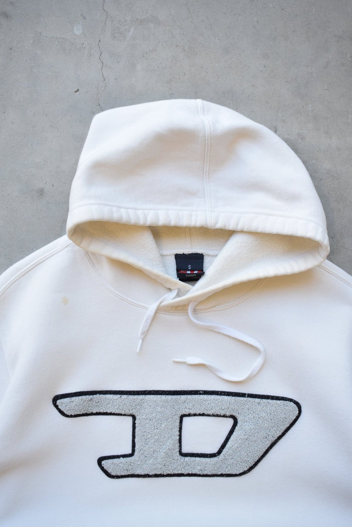 Diesel White Embroidered Logo Hoodie — 2000s (S) - Retrospective Store