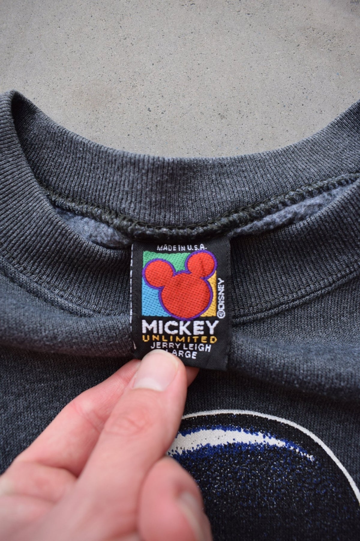 Disney Mickey Mouse Charcoal Graphic Crewneck — 1990s (M/L) - Retrospective Store