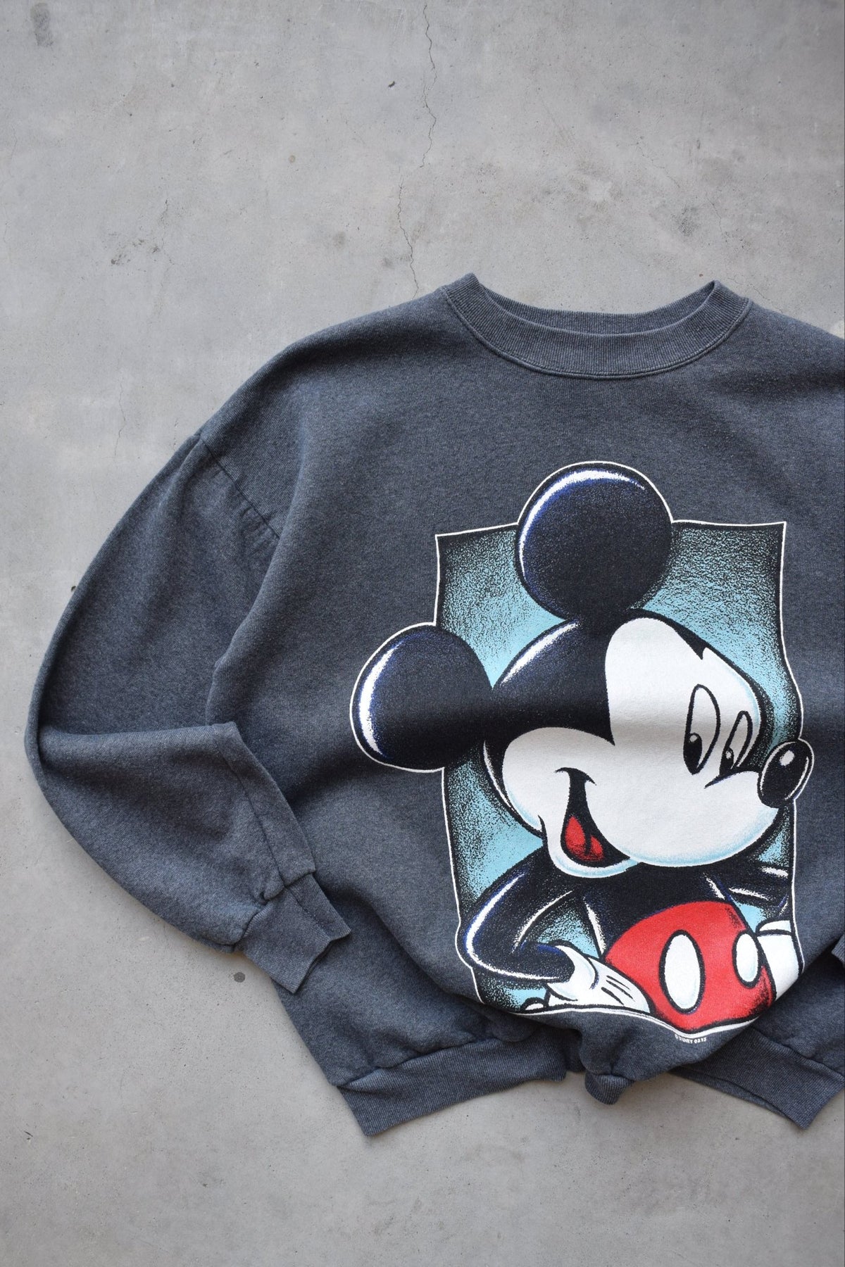 Disney Mickey Mouse Charcoal Graphic Crewneck — 1990s (M/L) - Retrospective Store