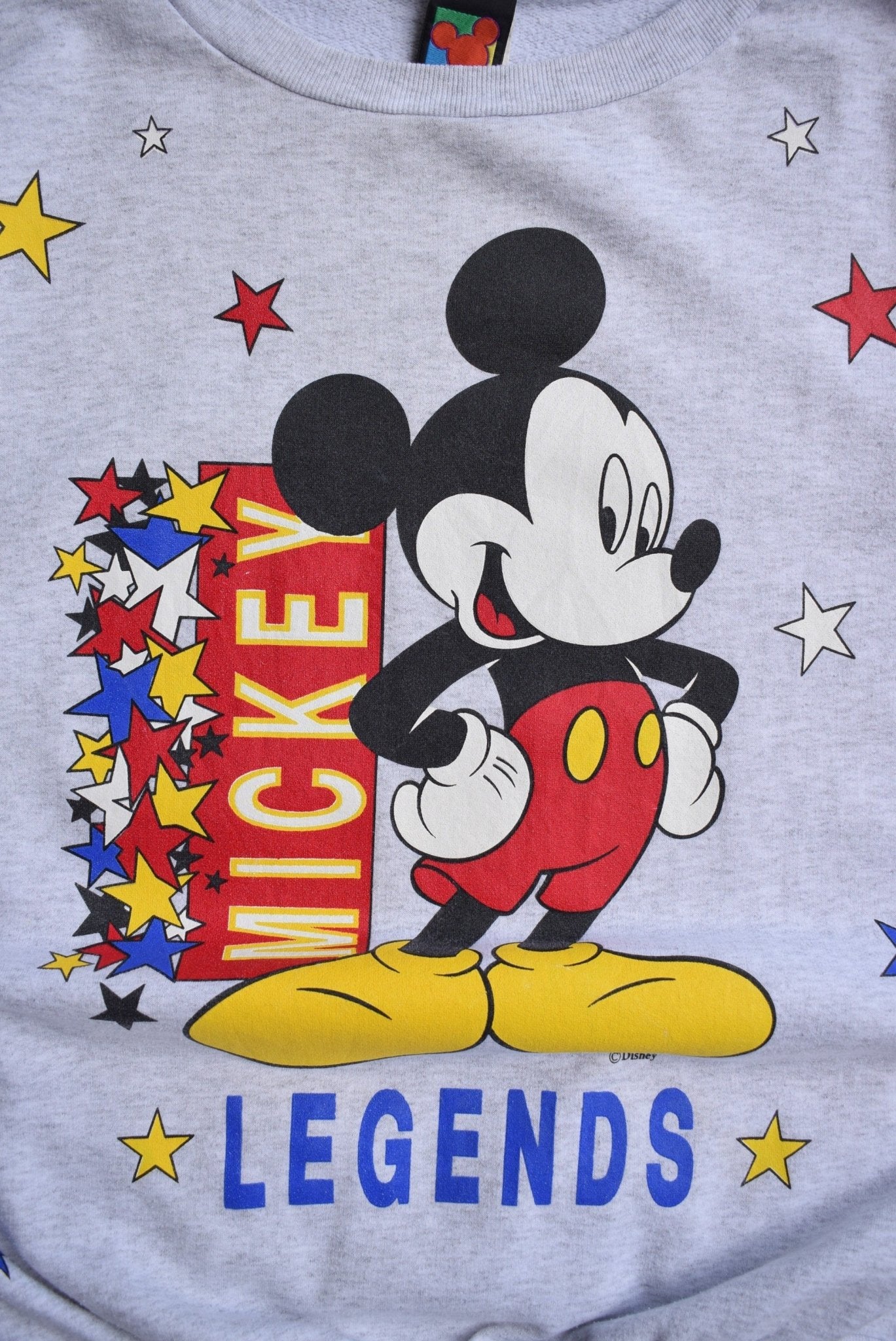 Disney Mickey Mouse Grey Graphic Crewneck — 1990s (L) - Retrospective Store