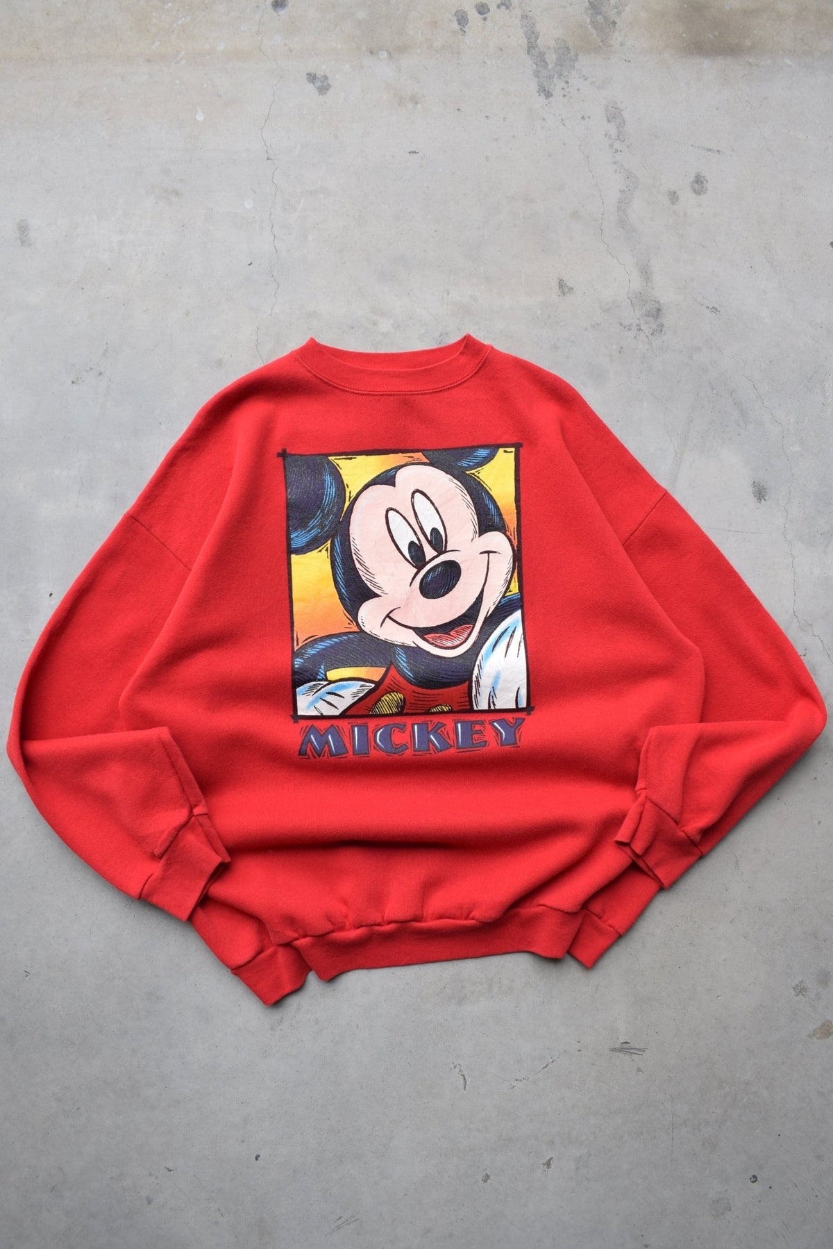 Disney Mickey Mouse Red Graphic Crewneck — 1990s (XL/XXL) - Retrospective Store