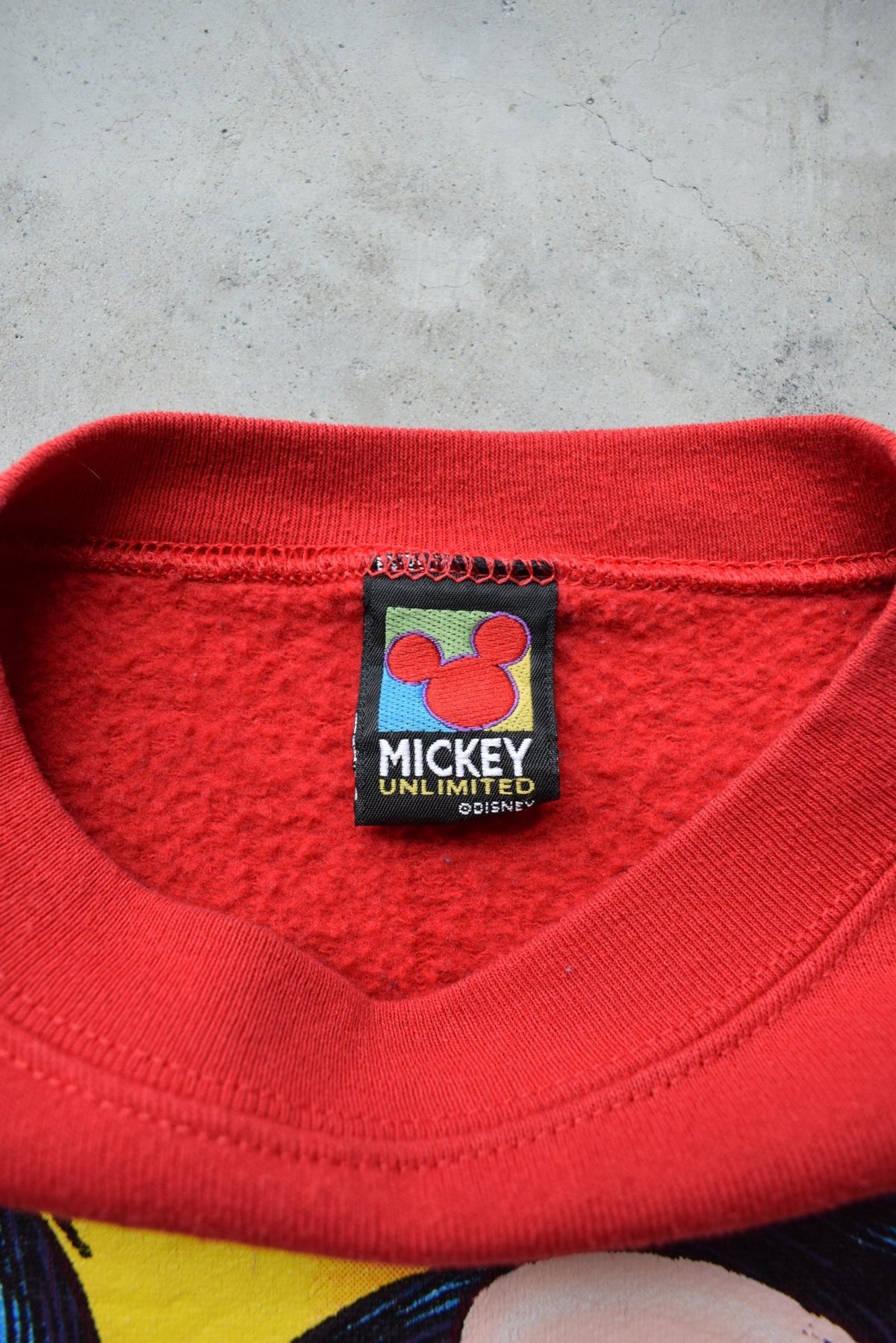 Disney Mickey Mouse Red Graphic Crewneck — 1990s (XL/XXL) - Retrospective Store