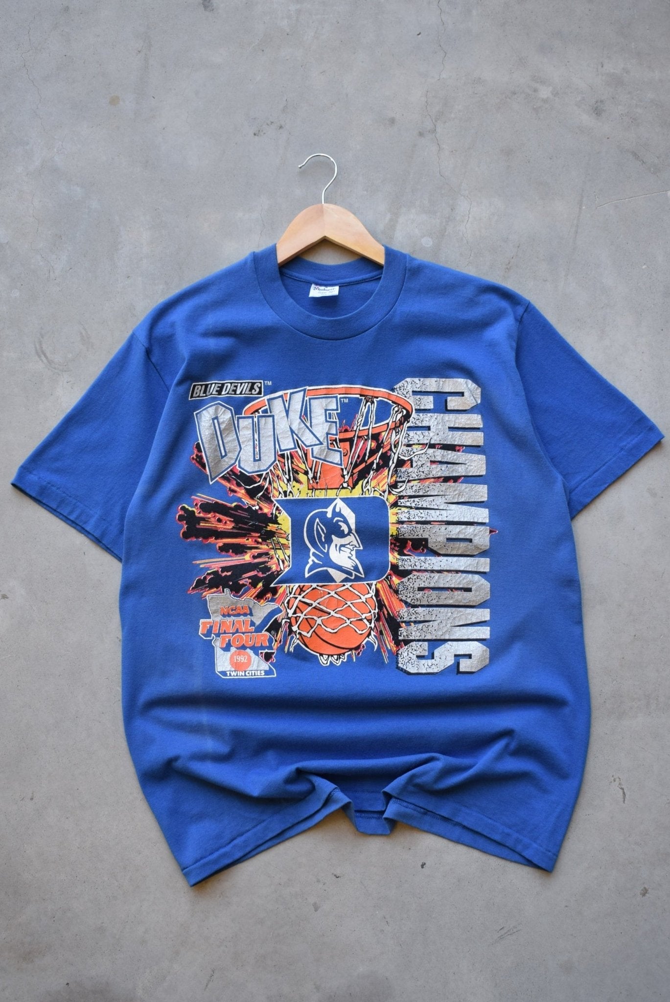 Duke University Basketball Champions Blue Graphic Tee — 1992 (L) - Retrospective Store