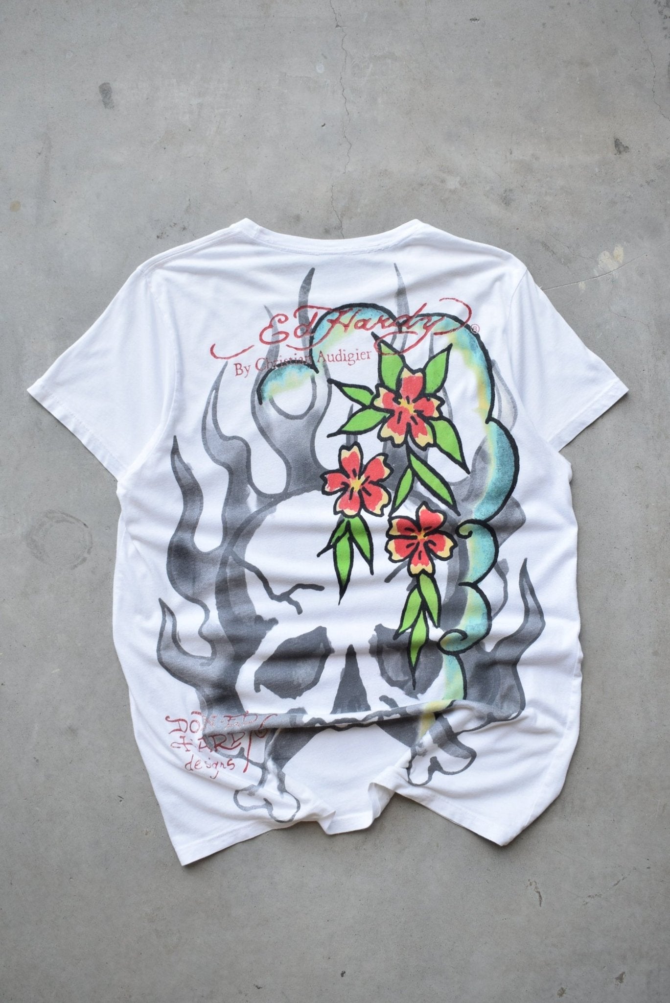 Ed Hardy White Graphic Tee — 2000s (L) - Retrospective Store
