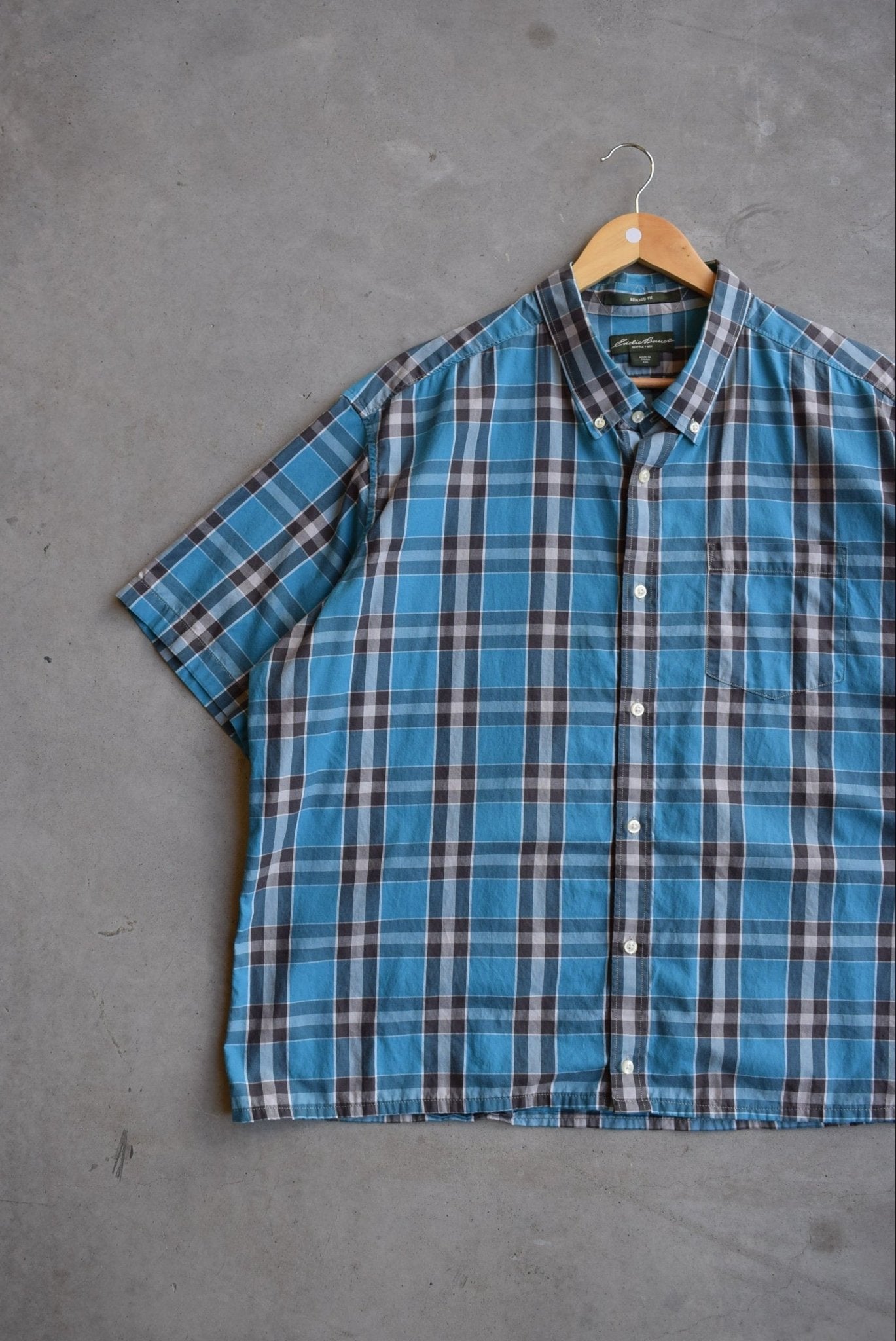 Eddie Bauer Blue Cropped Button Up — 2000s (XXL) - Retrospective Store