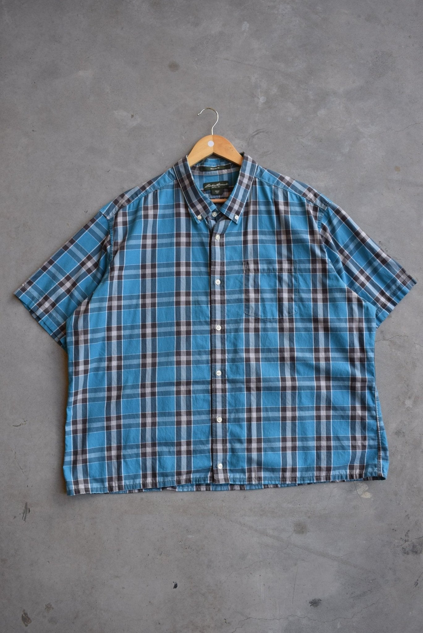 Eddie Bauer Blue Cropped Button Up — 2000s (XXL) - Retrospective Store