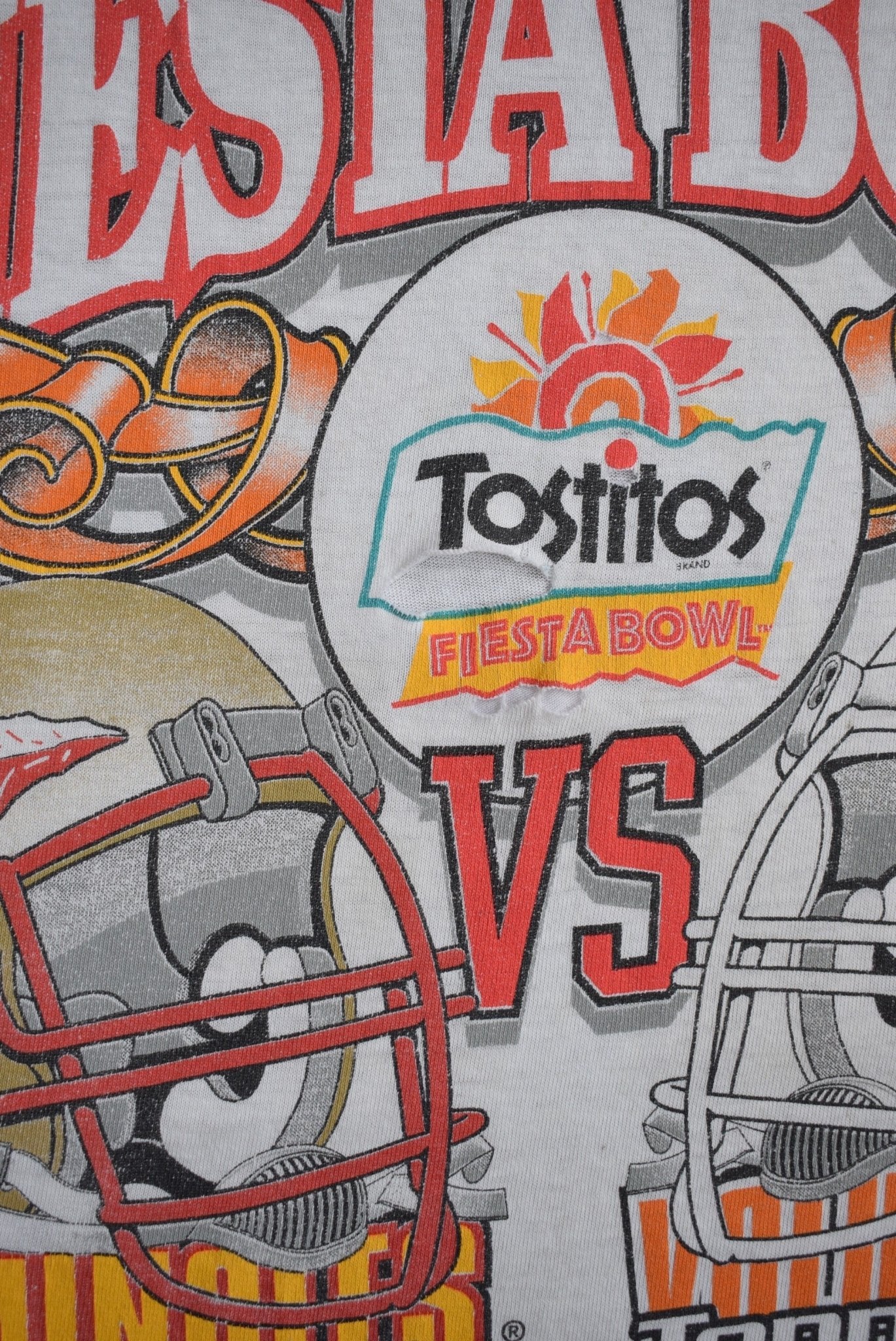 Fiesta Bowl Florida vs. Tennessee Football White Graphic Tee — 1999 (XL) - Retrospective Store