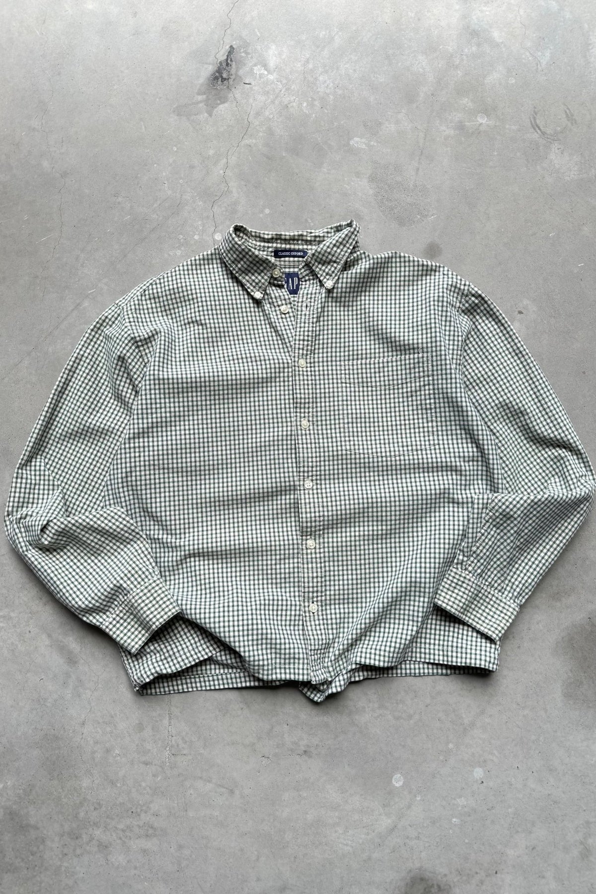 GAP Green Cropped Long Sleeve Button Up — 2000s (M/L) - Retrospective Store