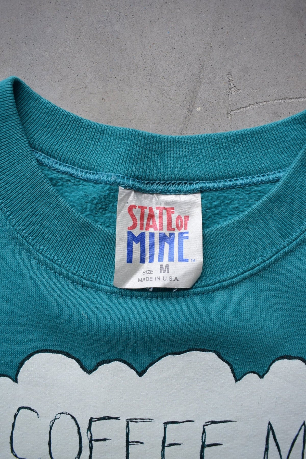 Garfield Teal Graphic Crewneck — 1980s (S) - Retrospective Store