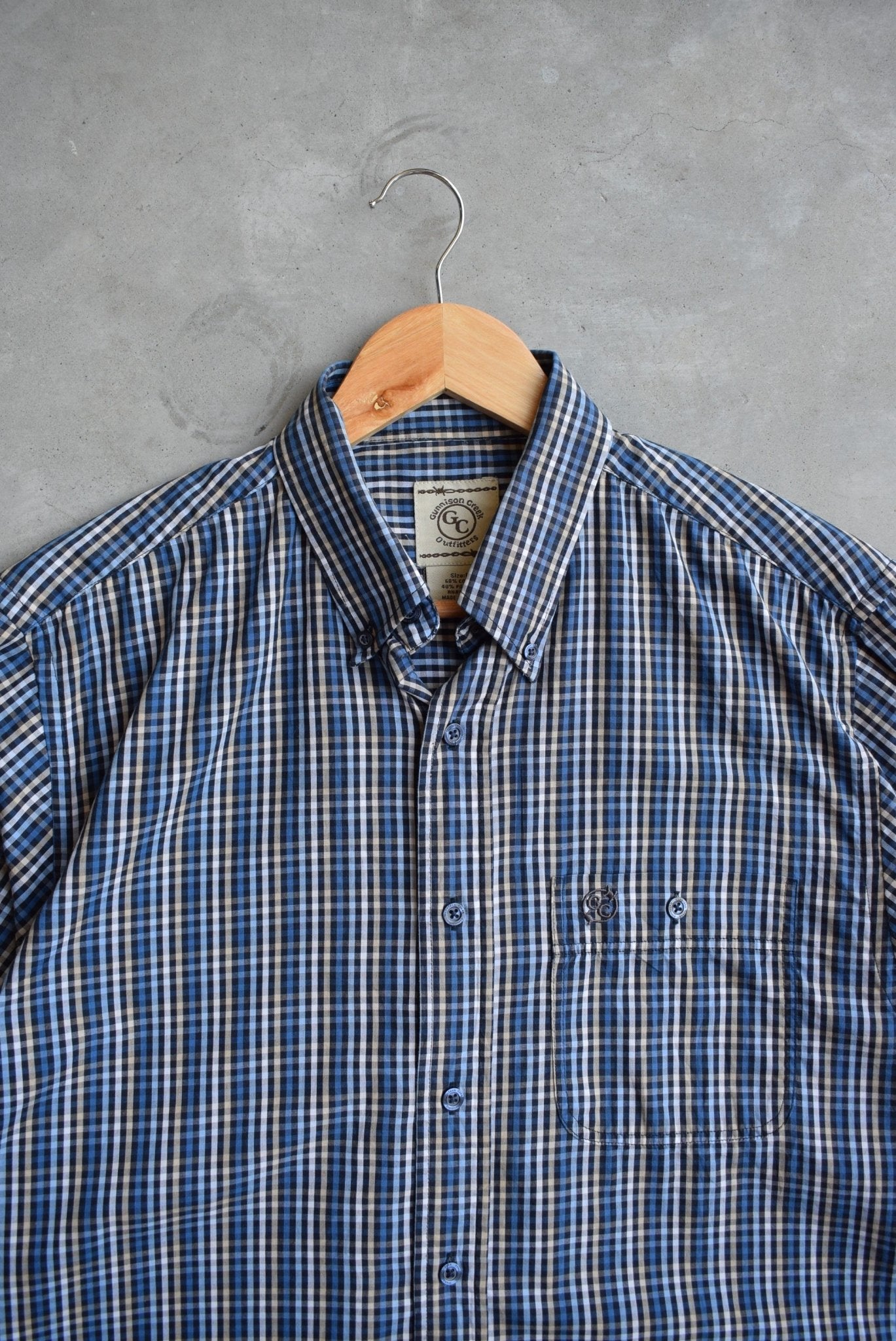 Gunnison Creek Blue Cropped Button Up — 2000s (M/L) - Retrospective Store