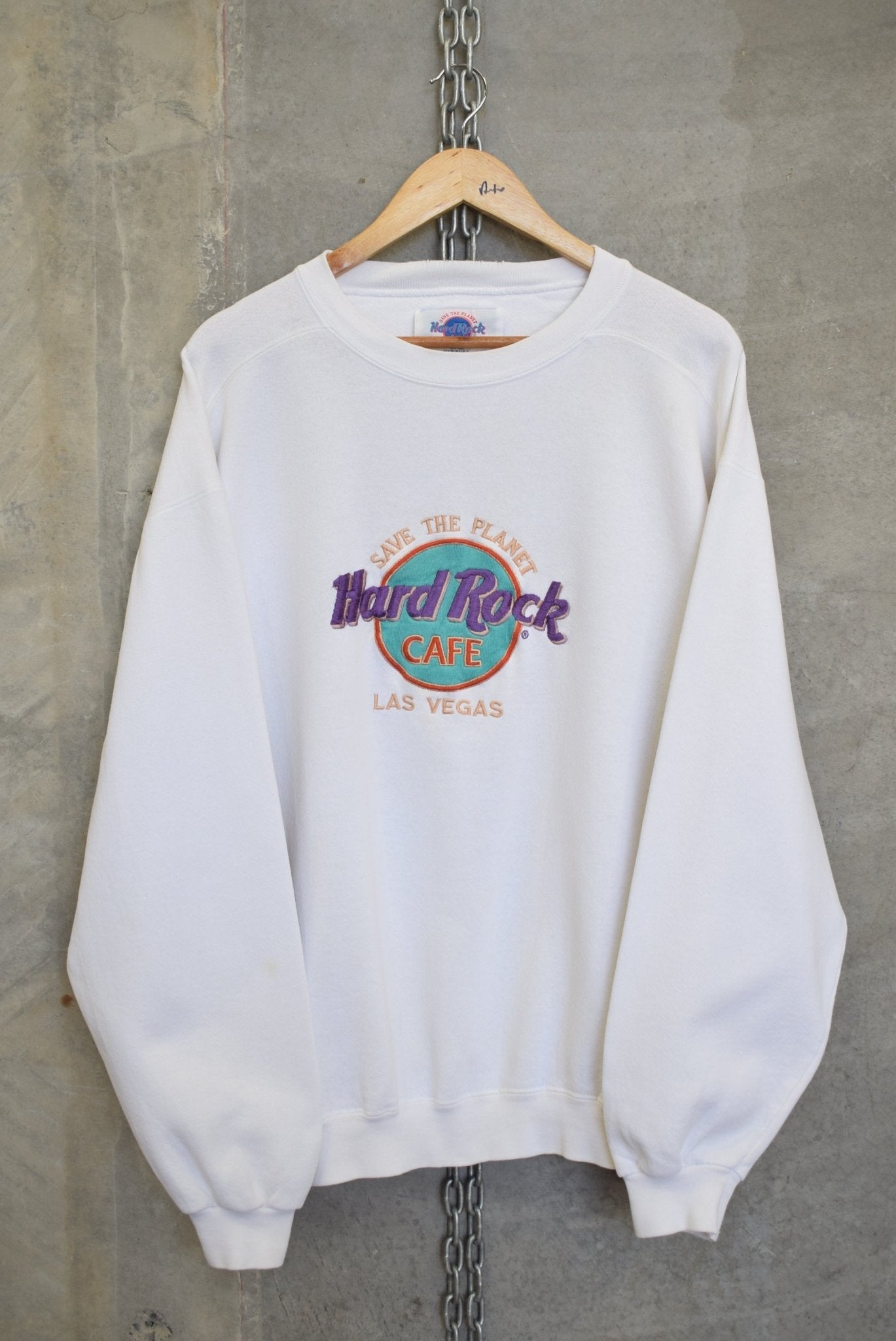 Hard Rock Cafe 'Save the Planet' Embroidered Crewneck — 1990s (L) - Retrospective Store