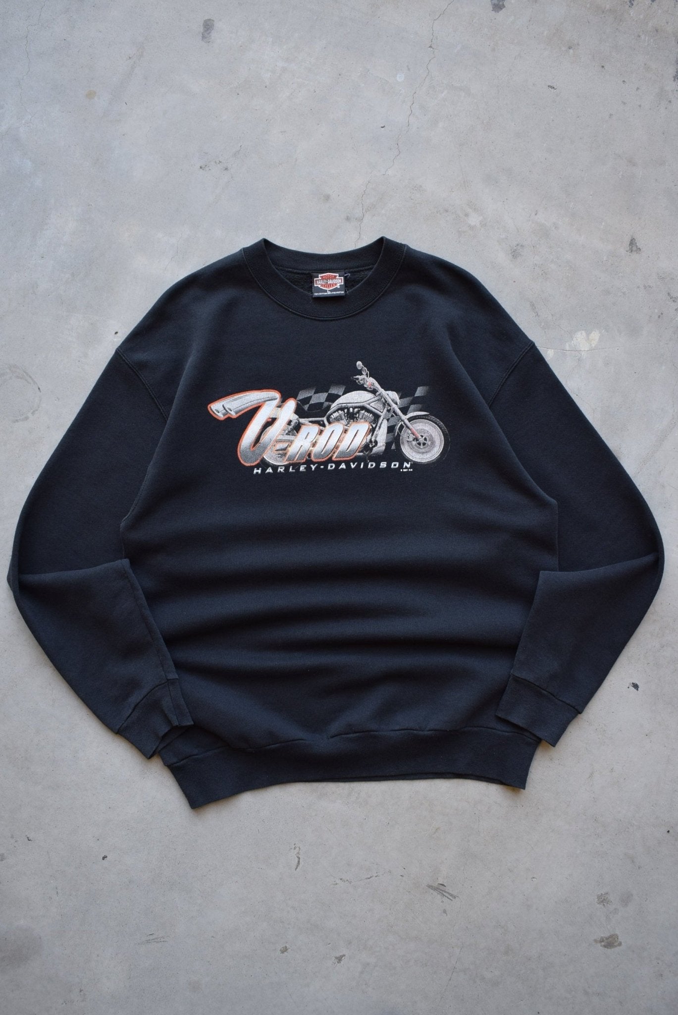 Harley Davidson Motorcycles Black Graphic Crewneck — 2001 (L) - Retrospective Store
