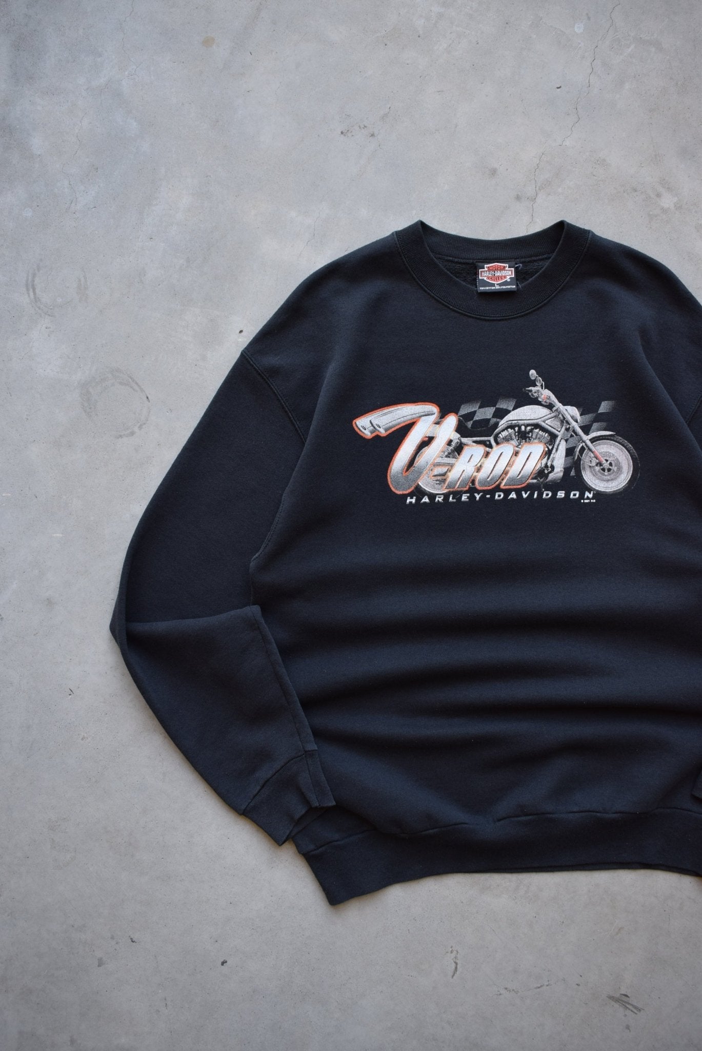 Harley Davidson Motorcycles Black Graphic Crewneck — 2001 (L) - Retrospective Store