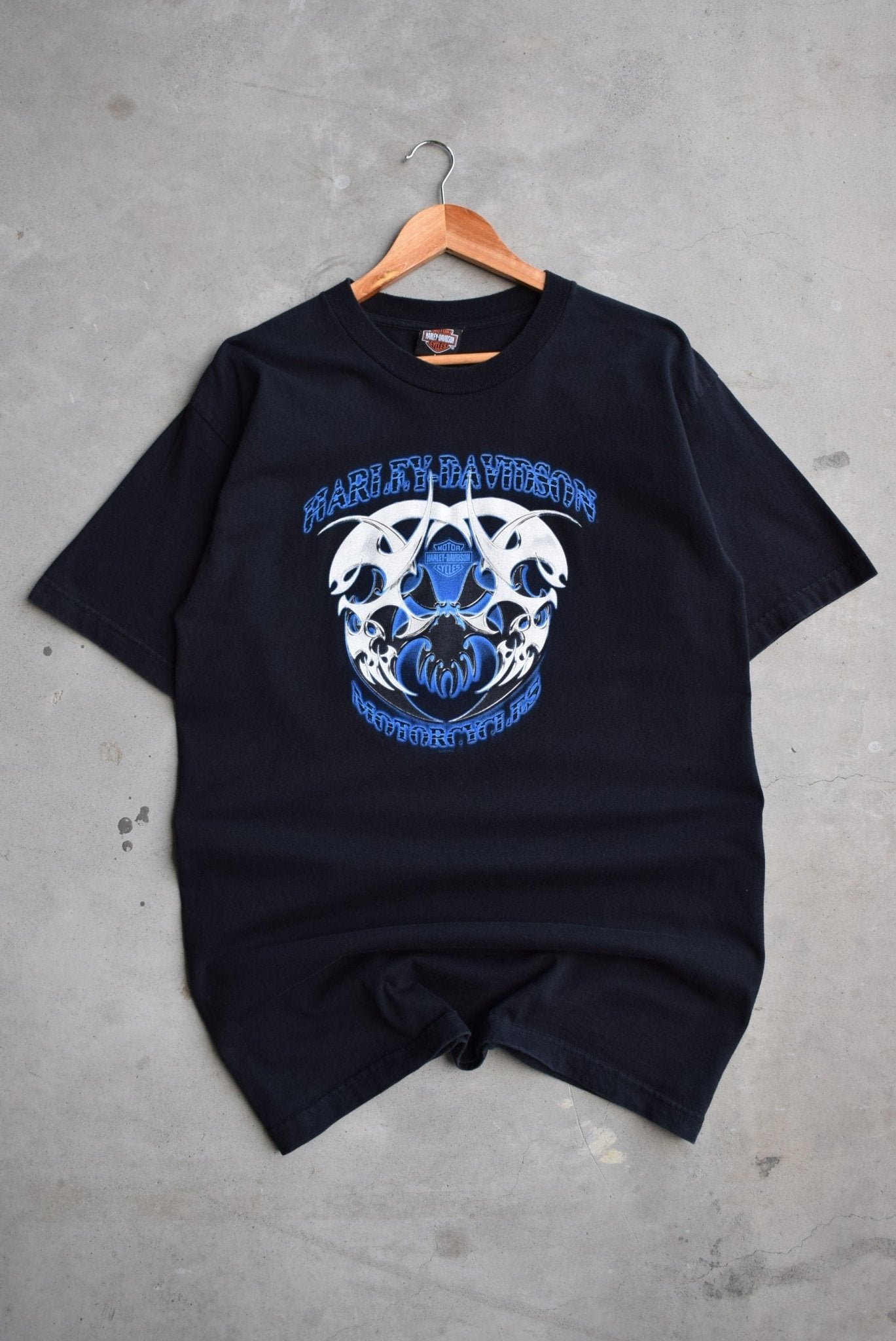 Harley Davidson Motorcycles Black Graphic Tee — 2005 (L) - Retrospective Store