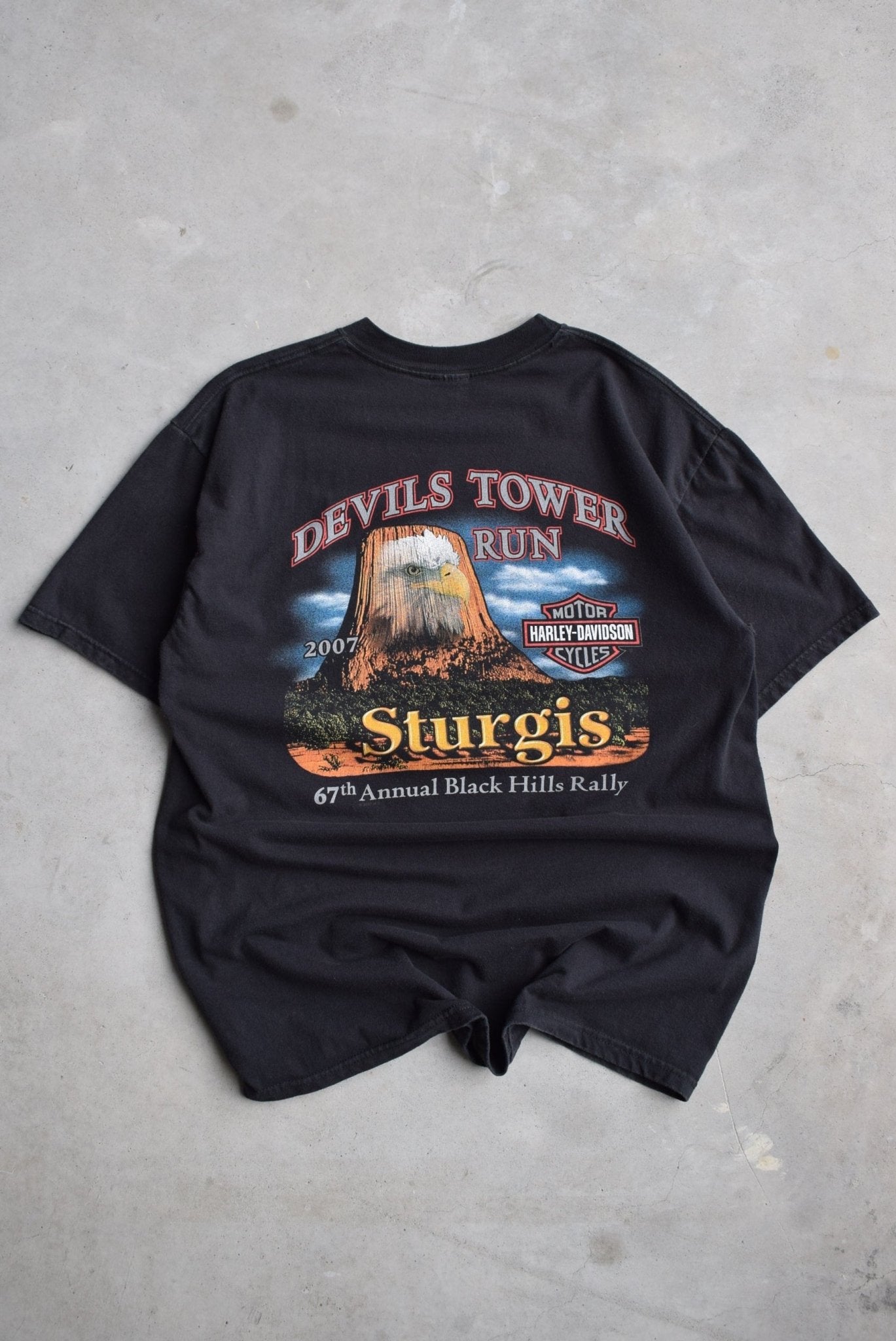 Harley Davidson Motorcycles Black Graphic Tee — 2007 (L) - Retrospective Store