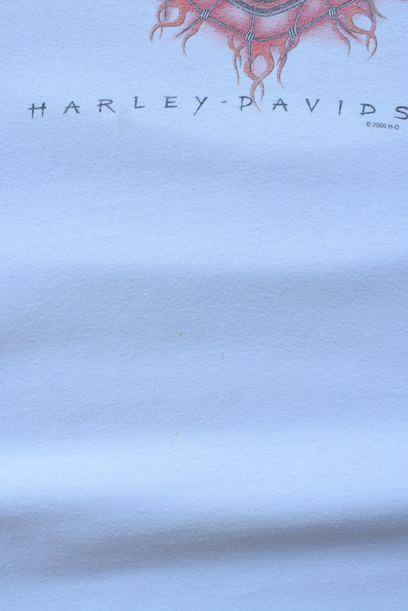 Harley Davidson Motorcycles White Graphic Tee — 2000 (M/L) - Retrospective Store