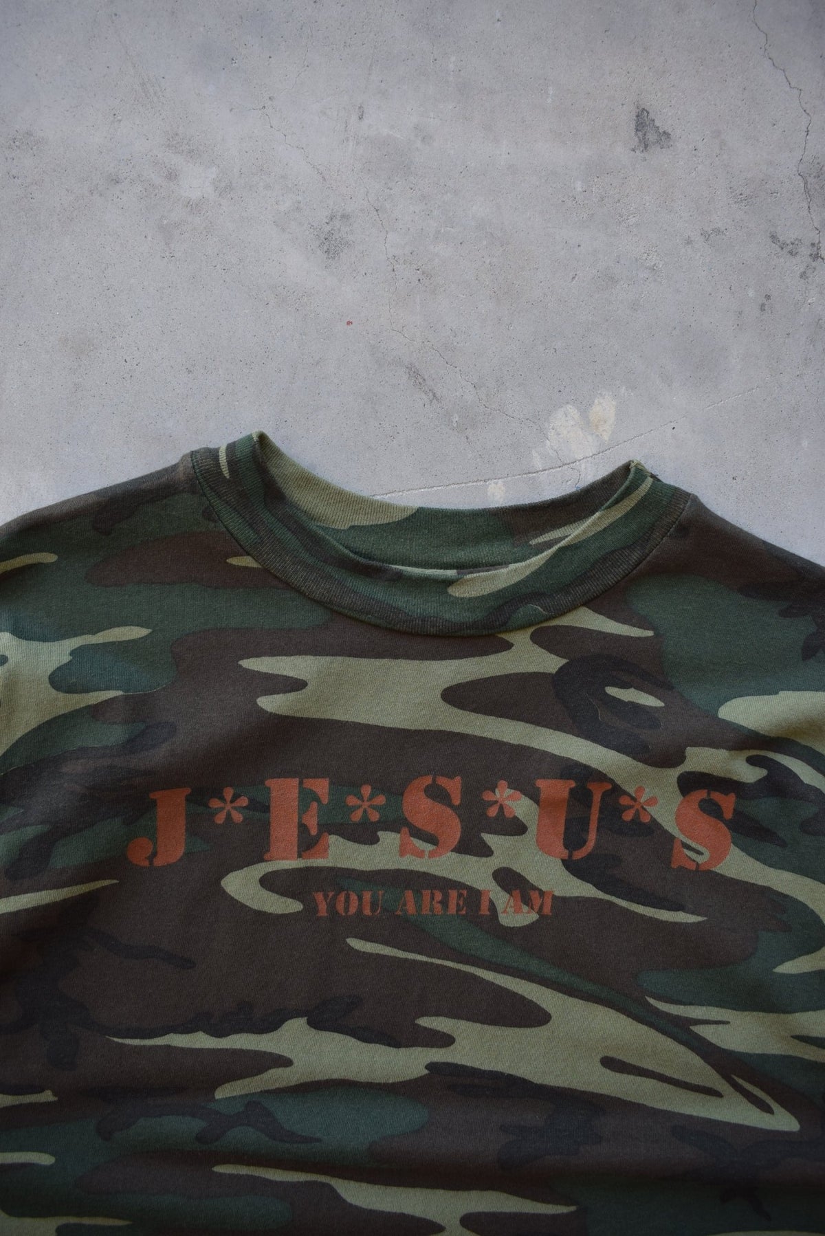 Jesus 'You Are I Am' Camo Tee — 1990s (XL) - Retrospective Store