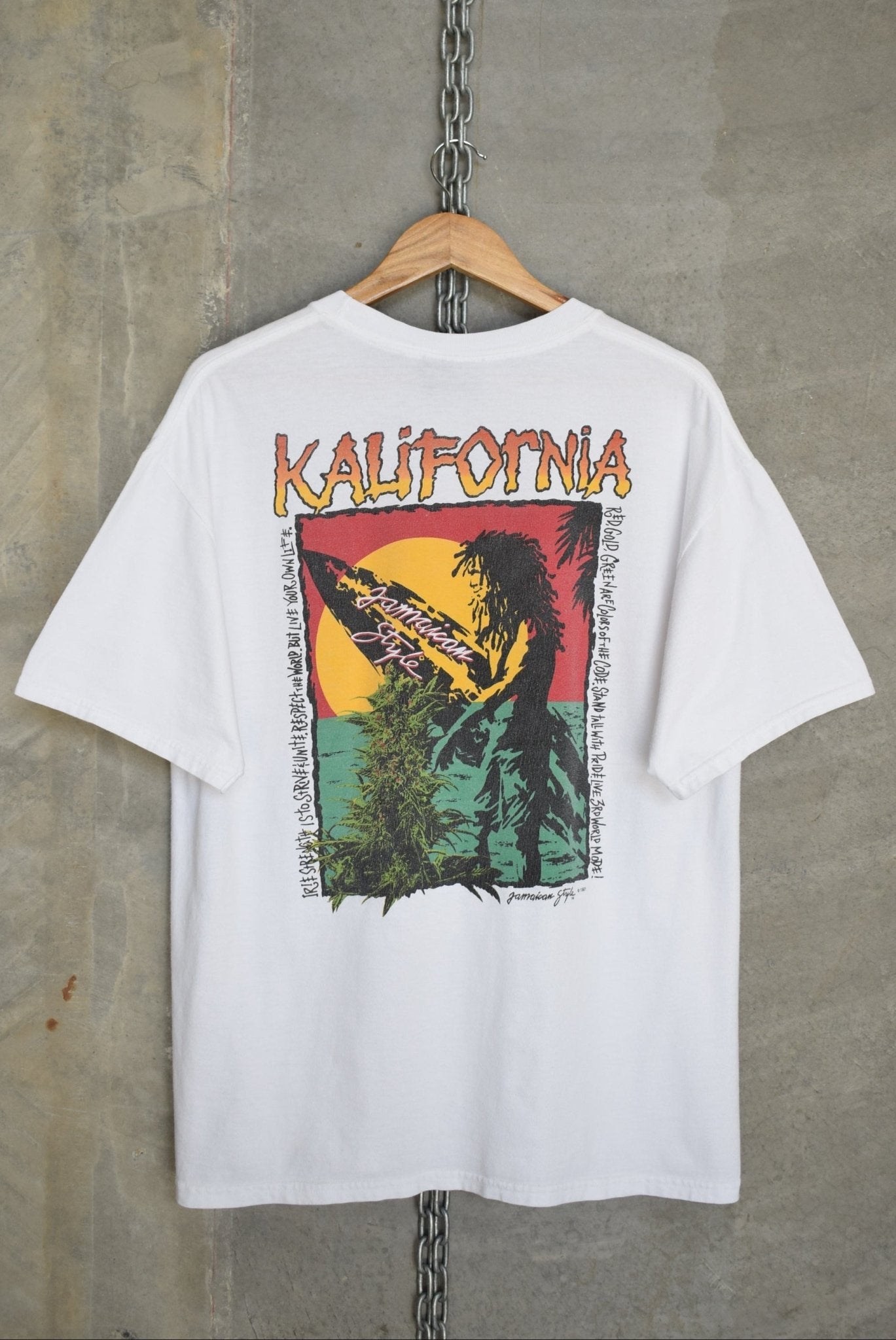 Kalifornia Surfing Jamaican Style Tee — 1991 (L) - Retrospective Store