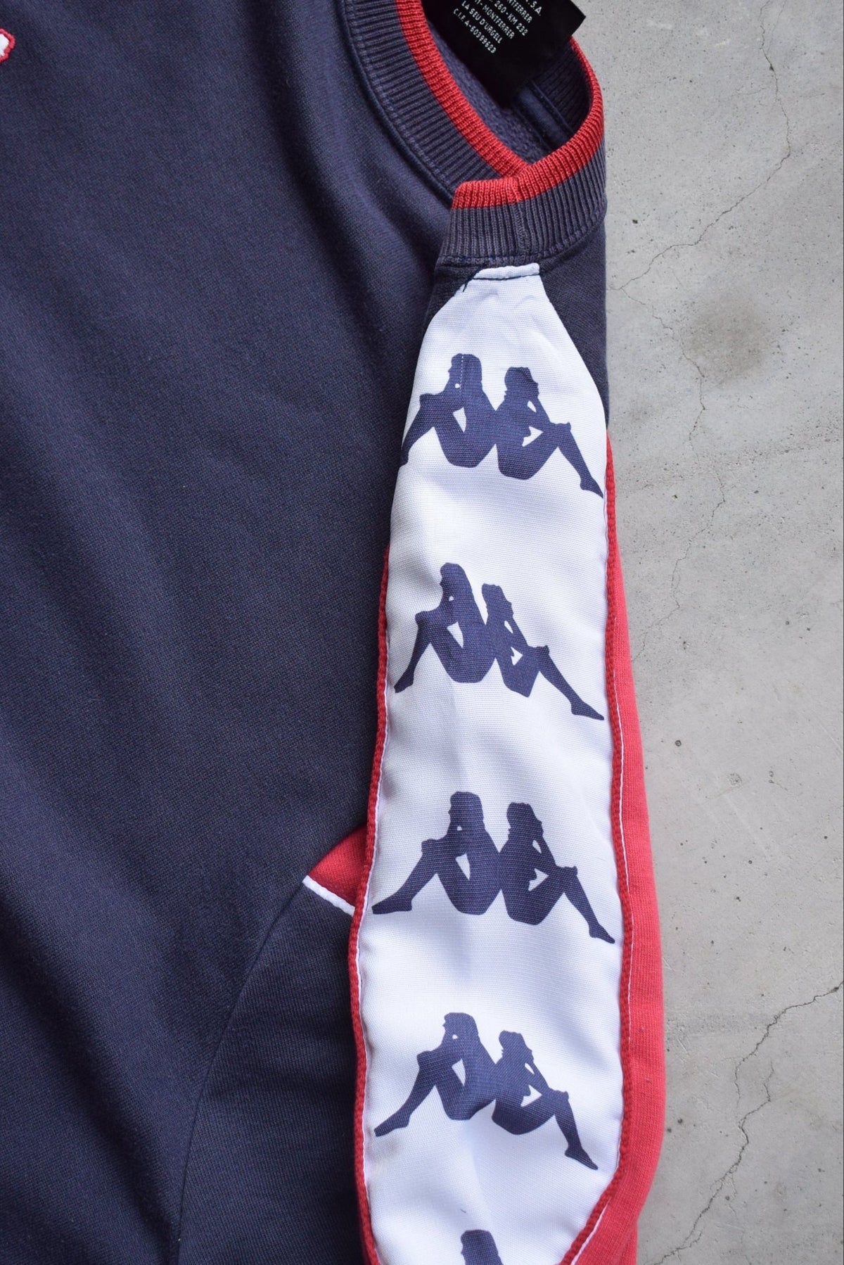 Kappa Navy & Red Embroidered Spellout Crewneck — 1990s (L) - Retrospective Store