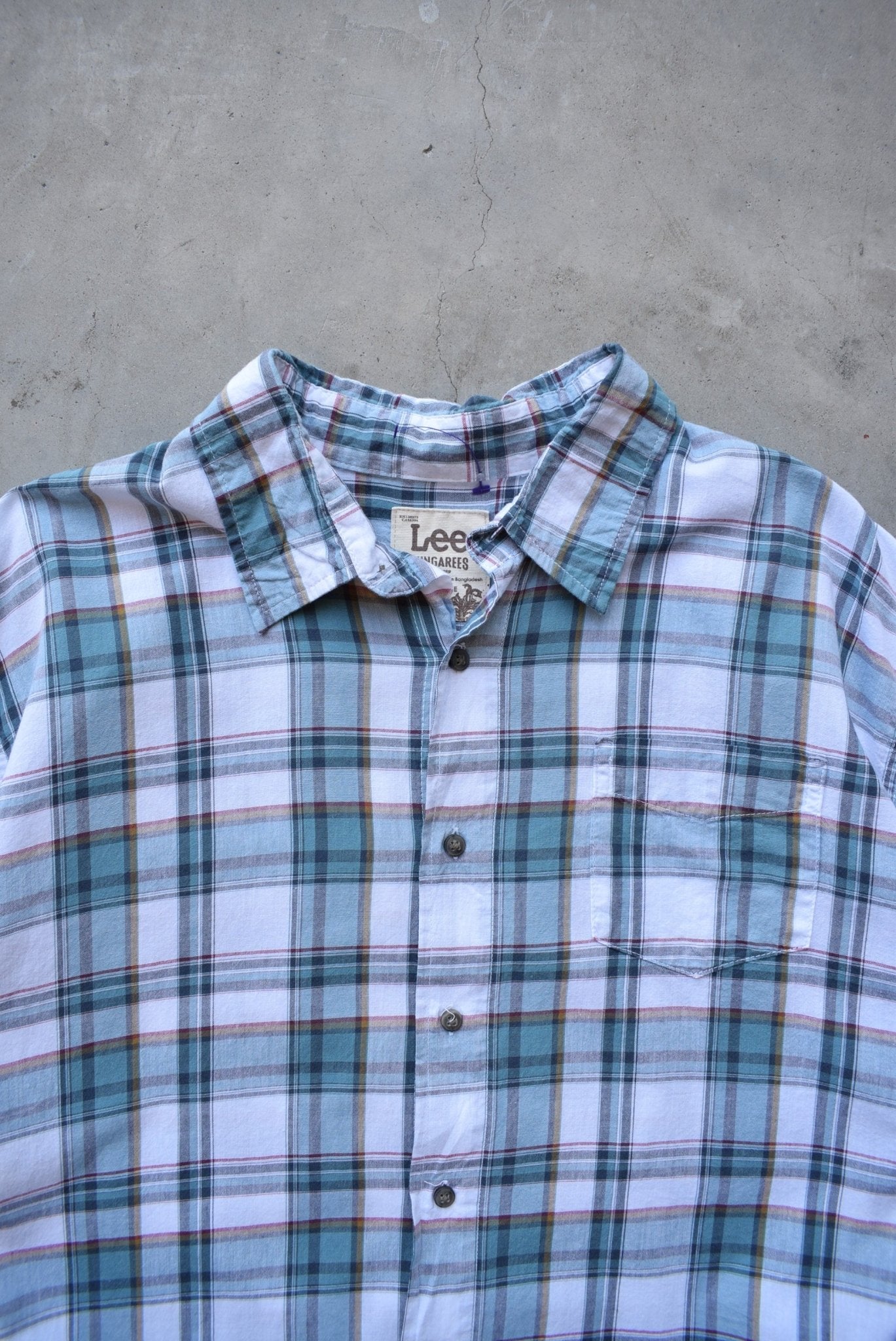 LEE Green & White Cropped Button Up — 2000s (XL) - Retrospective Store