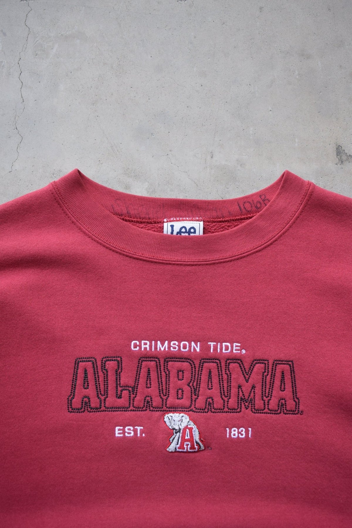 LEE Sport x University of Alabama Burgundy Spellout Crewneck — 1990s (L) - Retrospective Store
