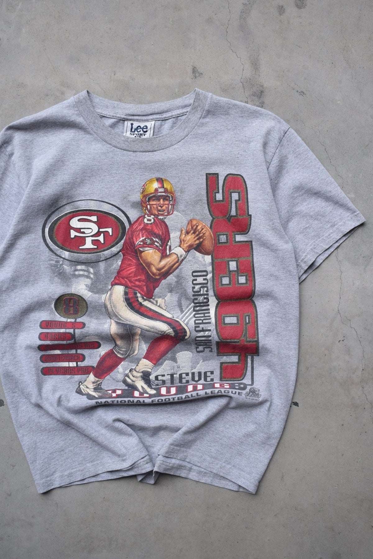 LEE Sports x NFL San Francisco 49ers Grey Graphic Tee — 1999 (M) - Retrospective Store