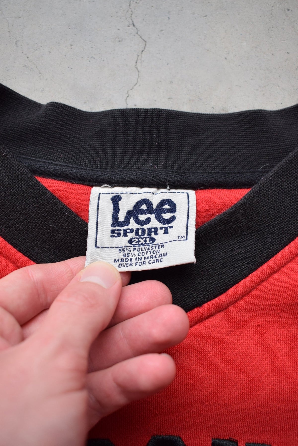 LEE Sports x University of Wisconsin Red Embroidered Crewneck — 1990s (XXL) - Retrospective Store