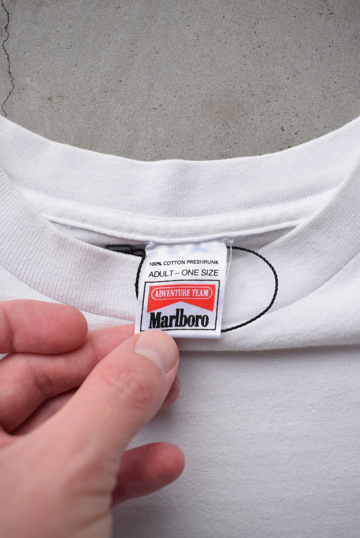Marlboro Adventure Team White Graphic Tee — 1990s (L) - Retrospective Store