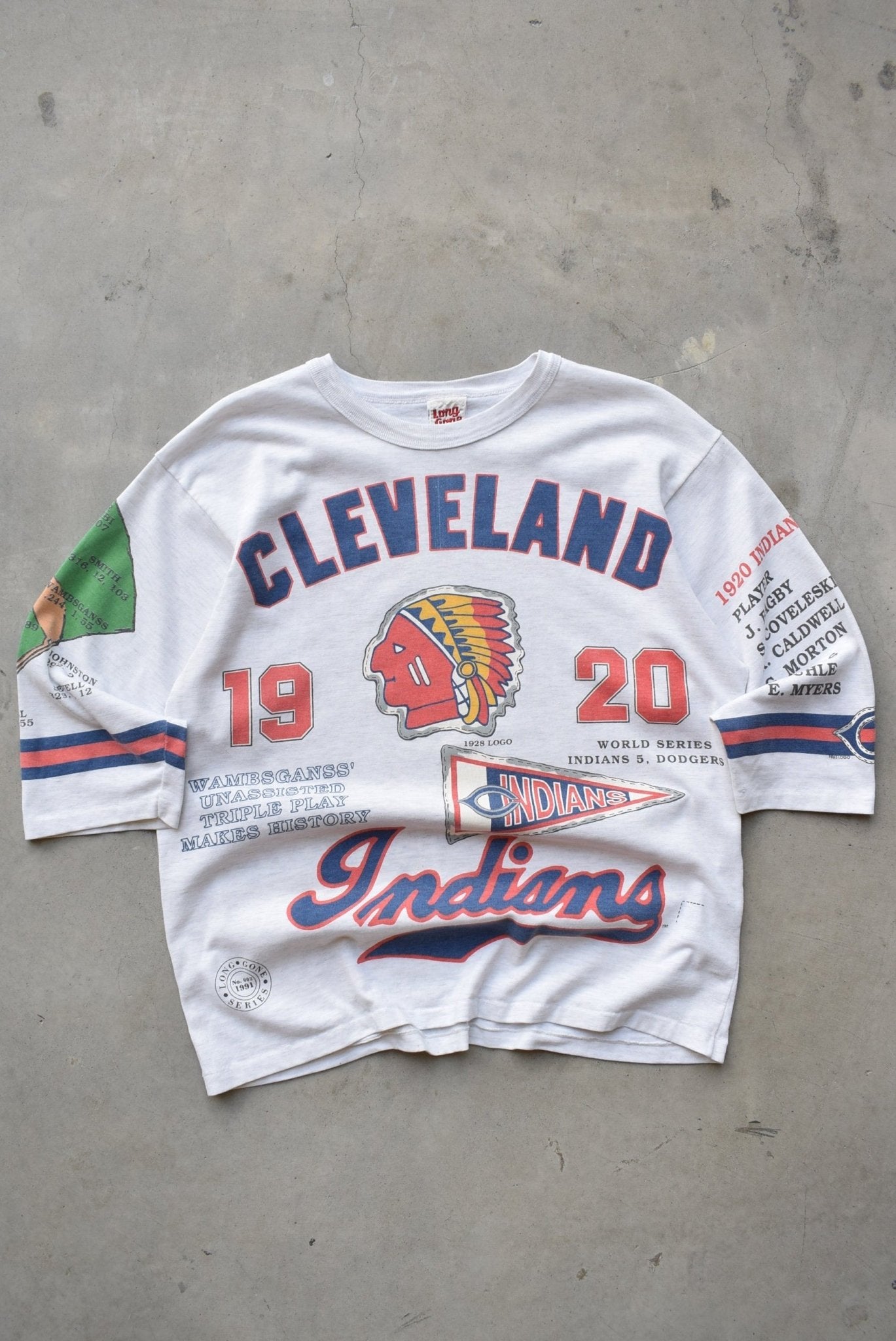 MLB Cleveland Indians World Series Champions Grey Graphic Tee — 1991 (M/L) - Retrospective Store