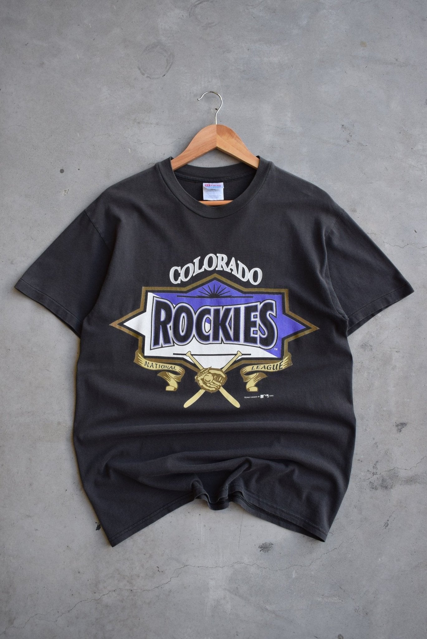 MLB Colorado Rockies Black Graphic Tee — 1995 (M) - Retrospective Store