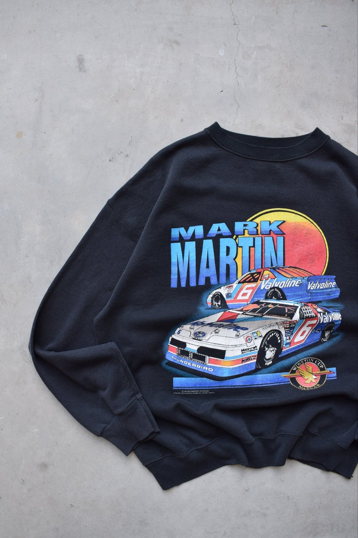 NASCAR Winston Cup Racing Black Graphic Crewneck — 1993 (L) - Retrospective Store