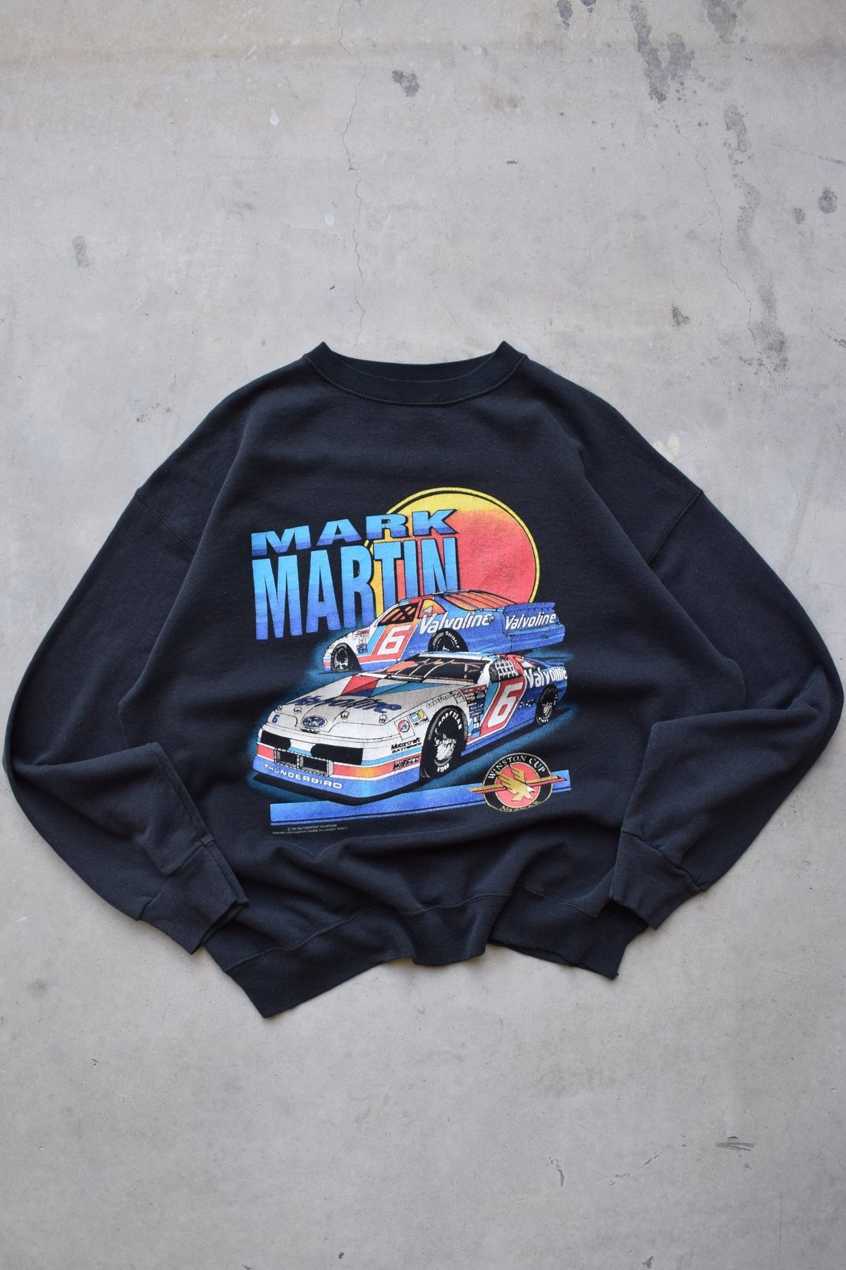 NASCAR Winston Cup Racing Black Graphic Crewneck — 1993 (L) - Retrospective Store