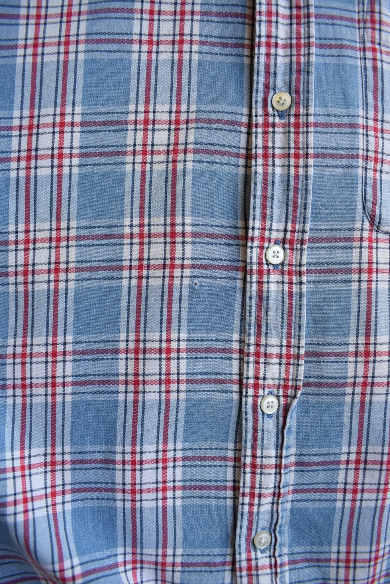 Nautica Blue & Red Cropped Button Up — 2000s (XXL) - Retrospective Store