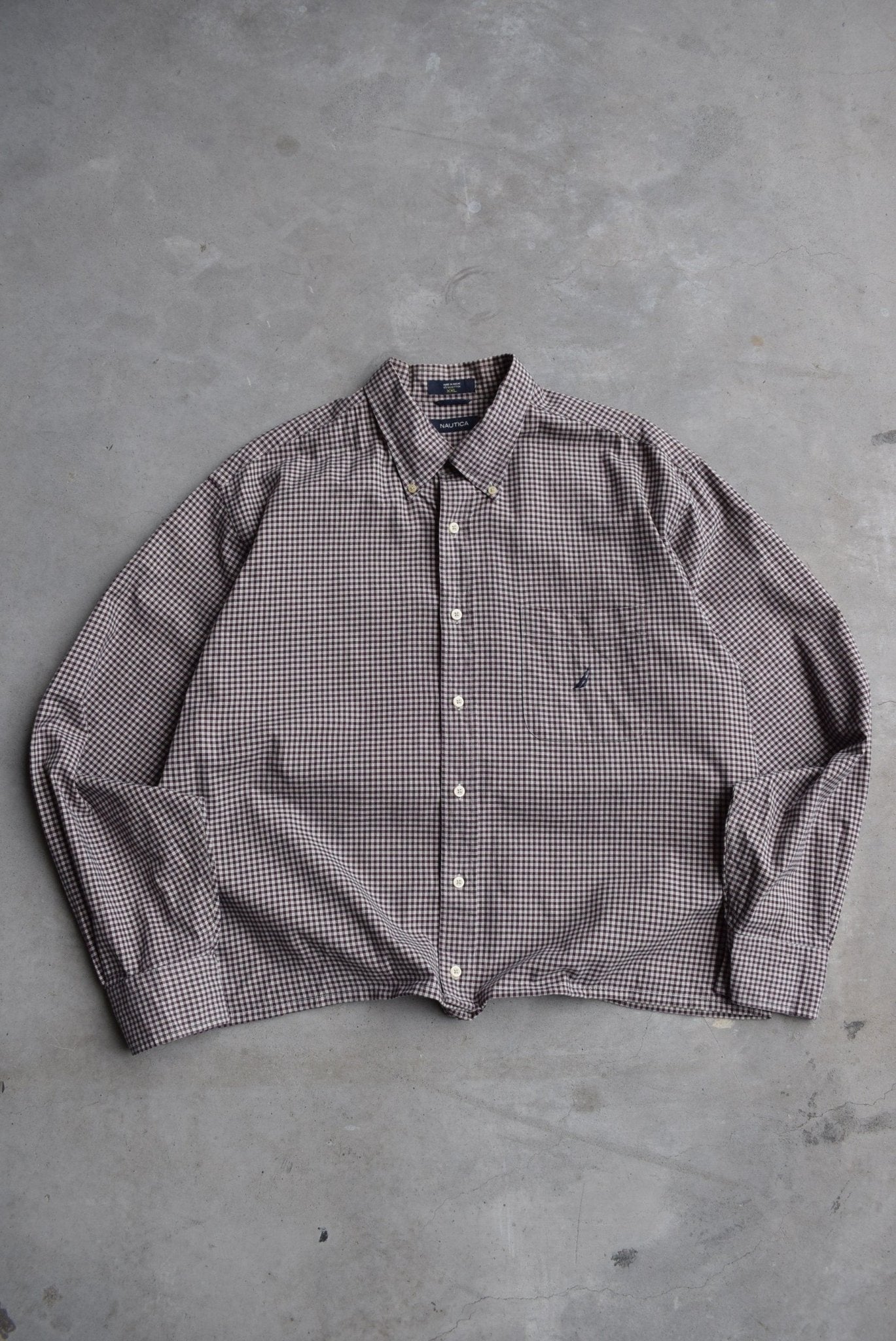 Nautica Cropped Long Sleeve Button Up — 2000s (XL) - Retrospective Store