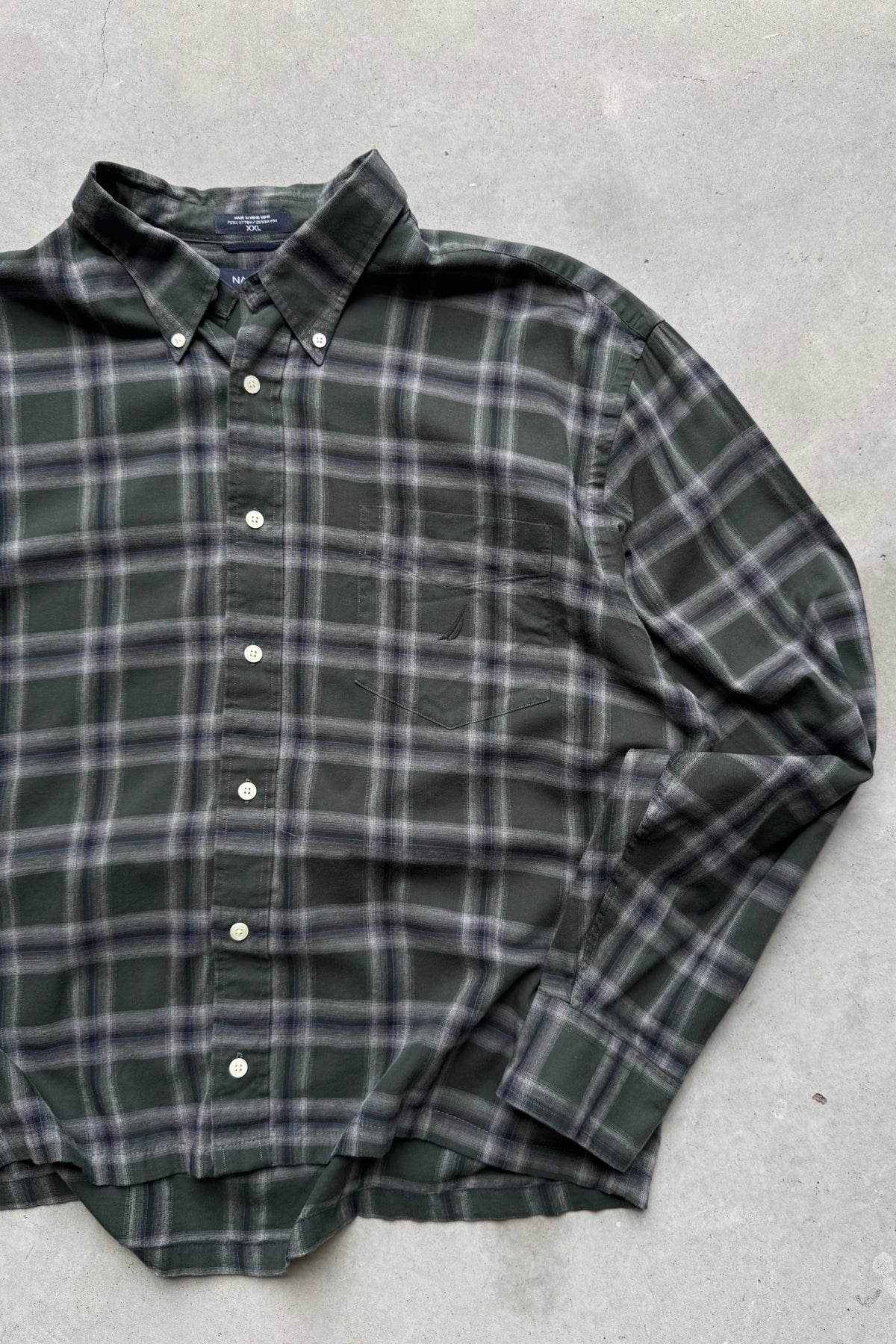 Nautica Green Cropped Long Sleeve Button Up — 2000s (XL) - Retrospective Store