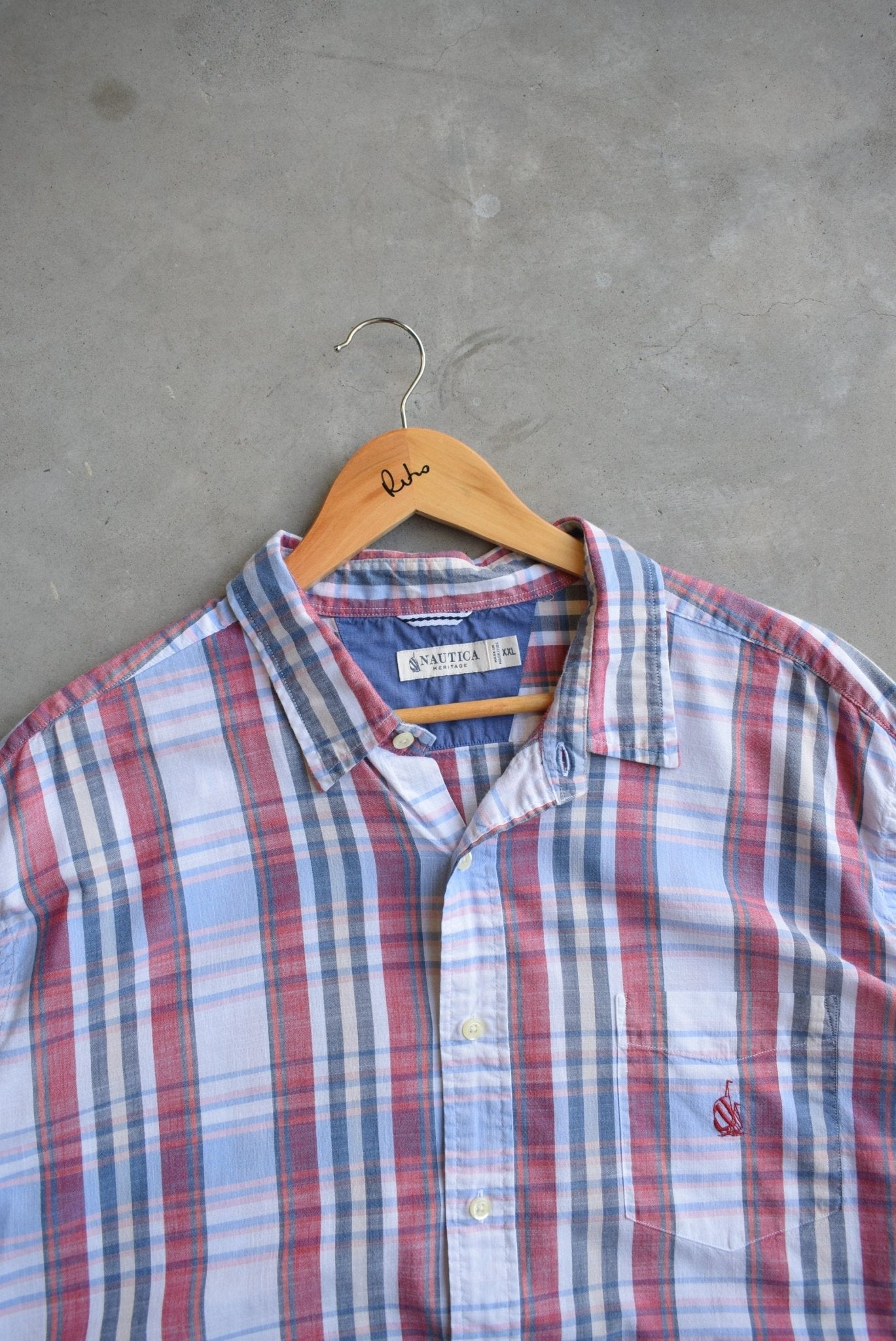 Nautica Red Cropped Button Up — 2000s (XXL) - Retrospective Store