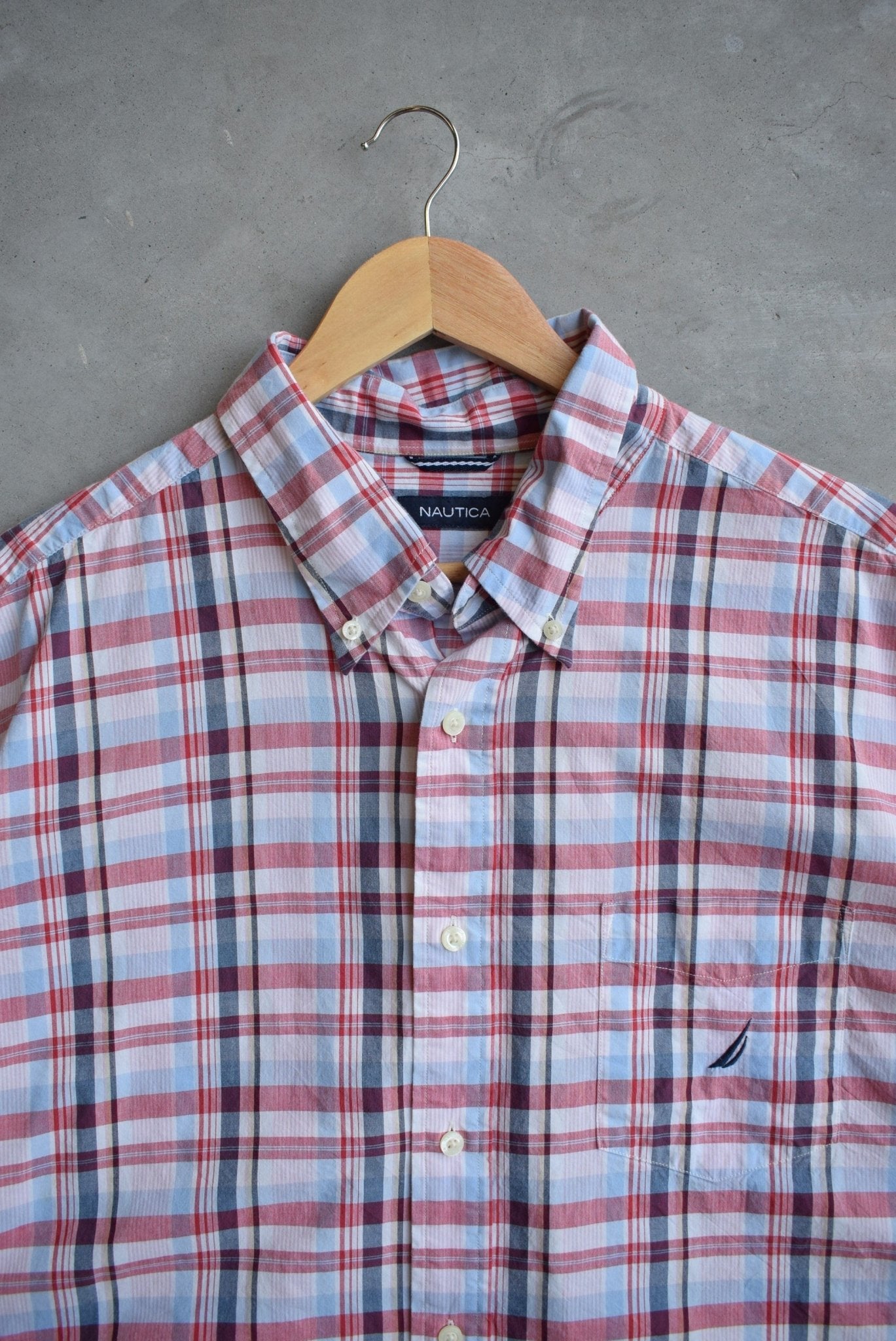 Nautica Red Cropped Button Up — 2000s (XXL) - Retrospective Store