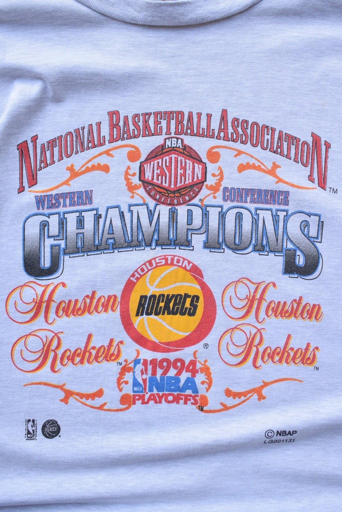 NBA Houston Rockets Champions Grey Graphic Tee — 1994 (XL) - Retrospective Store