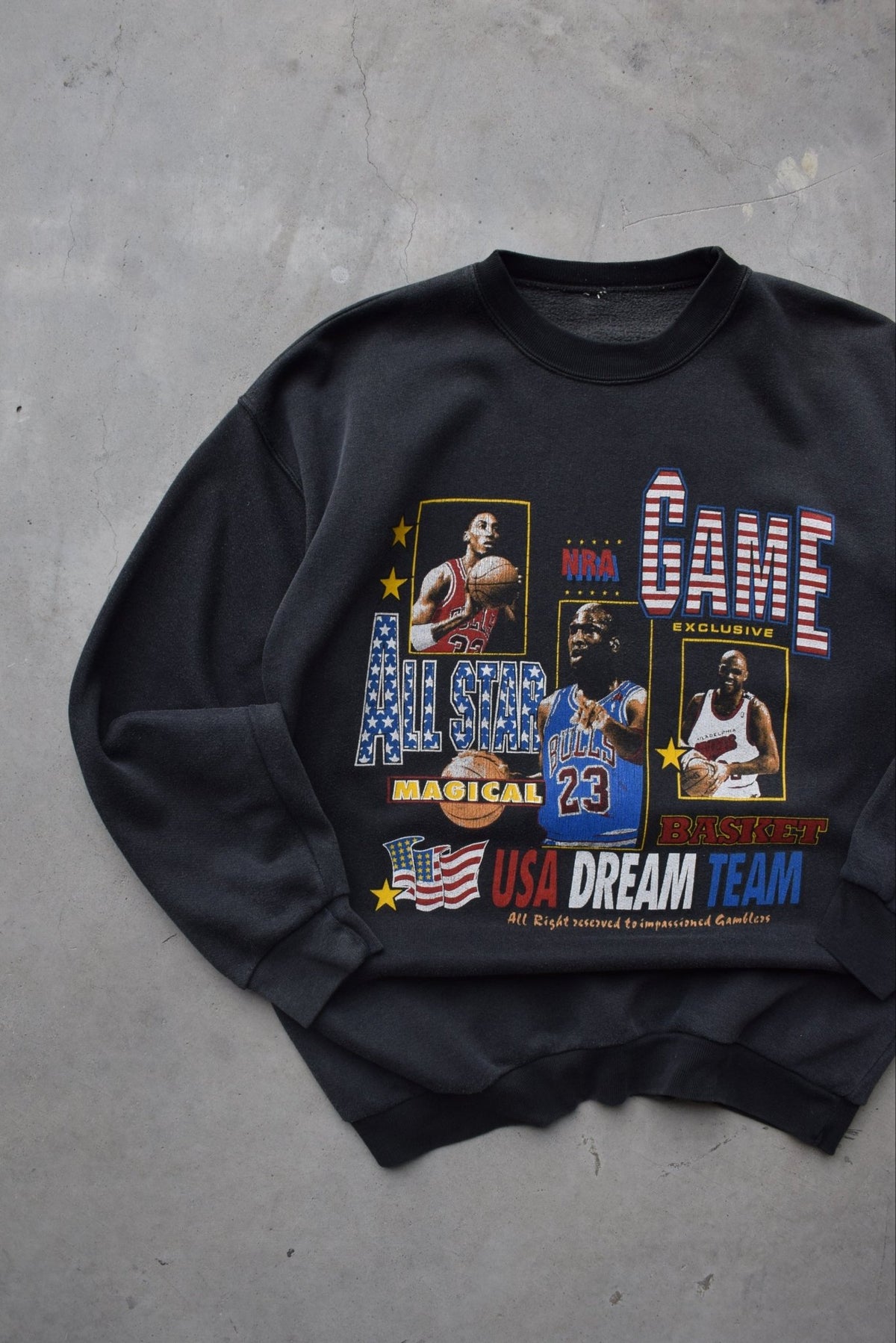 NBA United States Dream Team Black Graphic Crewneck — 1990s (S/M) - Retrospective Store