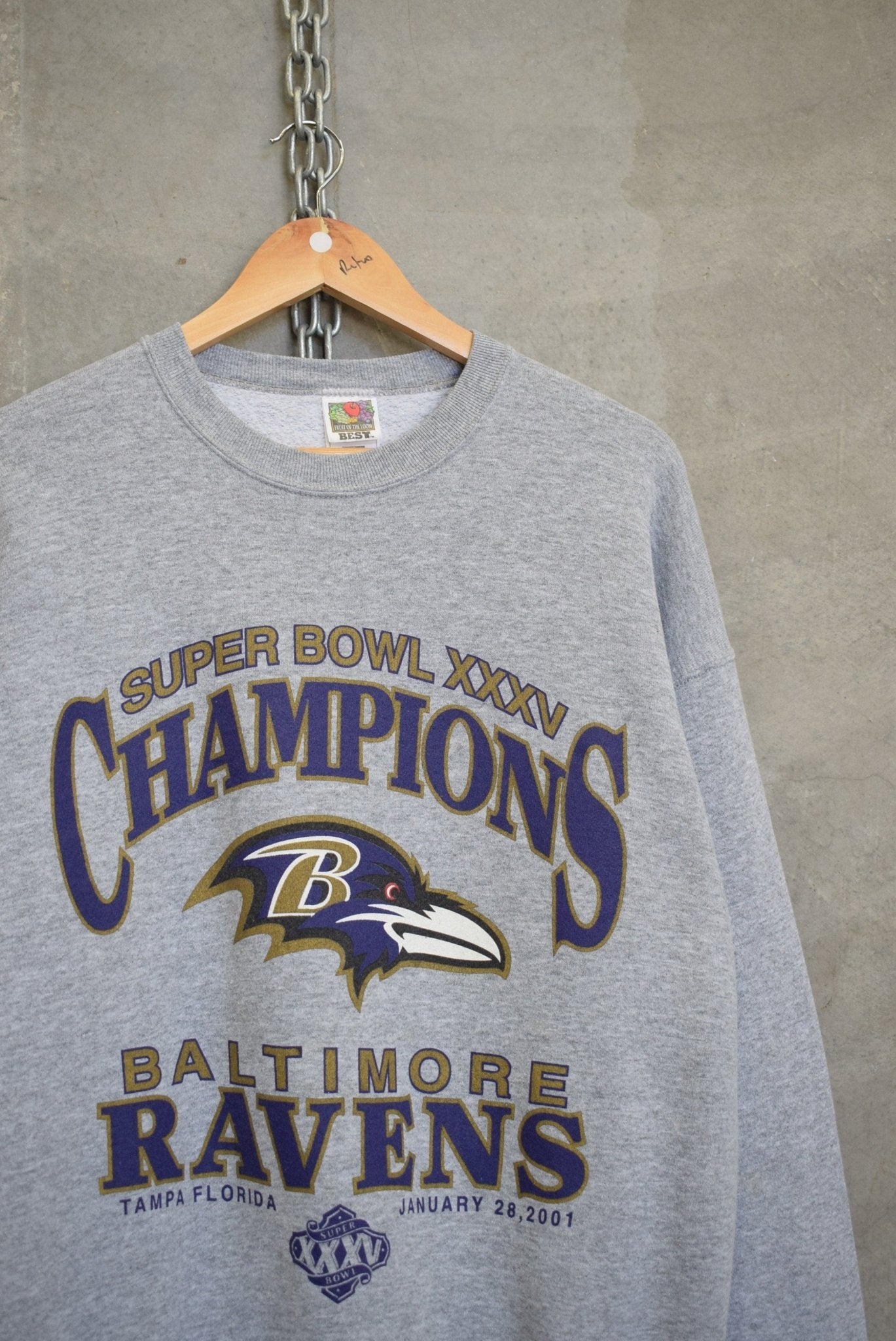NFL Baltimore Ravens Superbowl XXXV Champions Crewneck — 2001 (M/L) - Retrospective Store