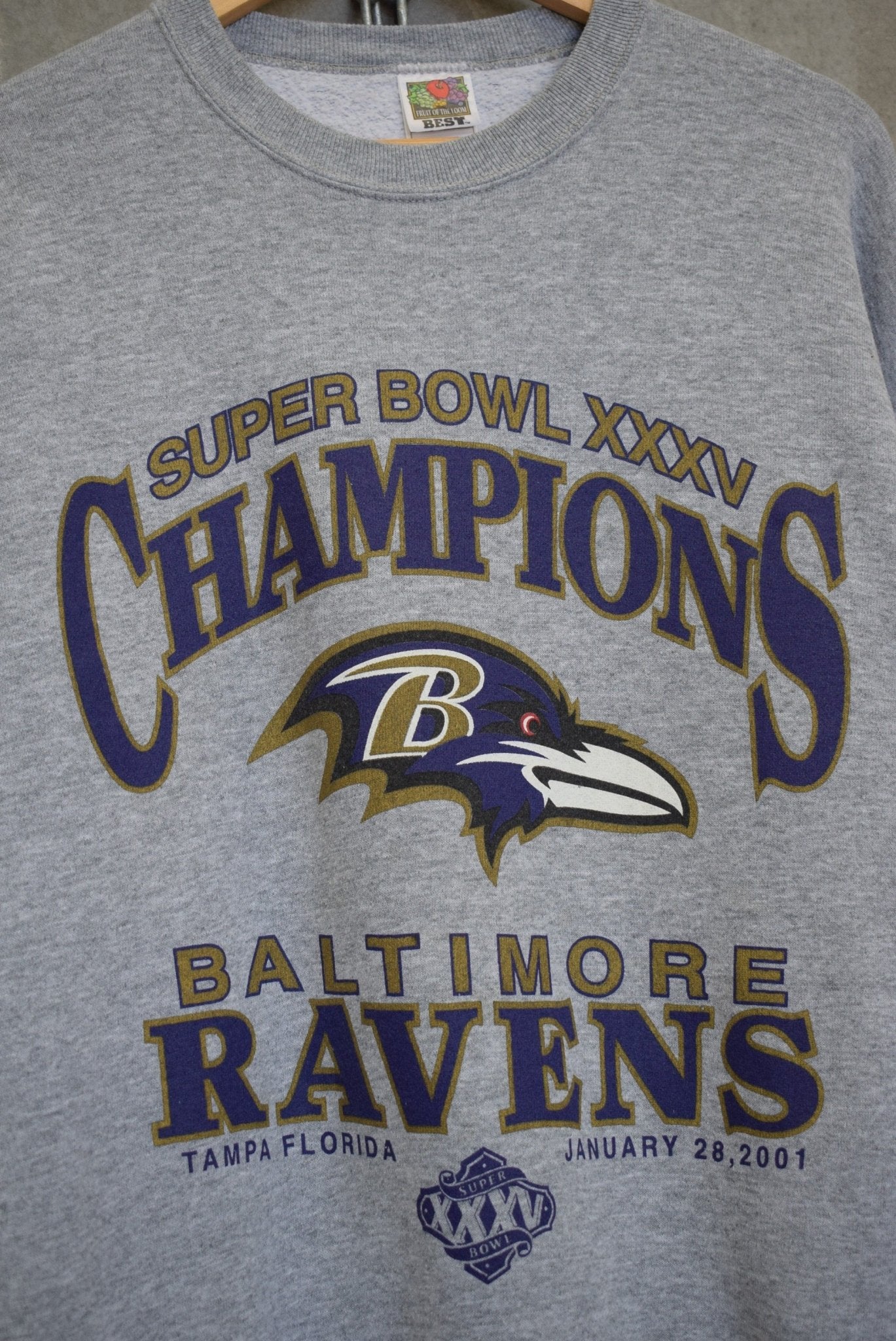 NFL Baltimore Ravens Superbowl XXXV Champions Crewneck — 2001 (M/L) - Retrospective Store