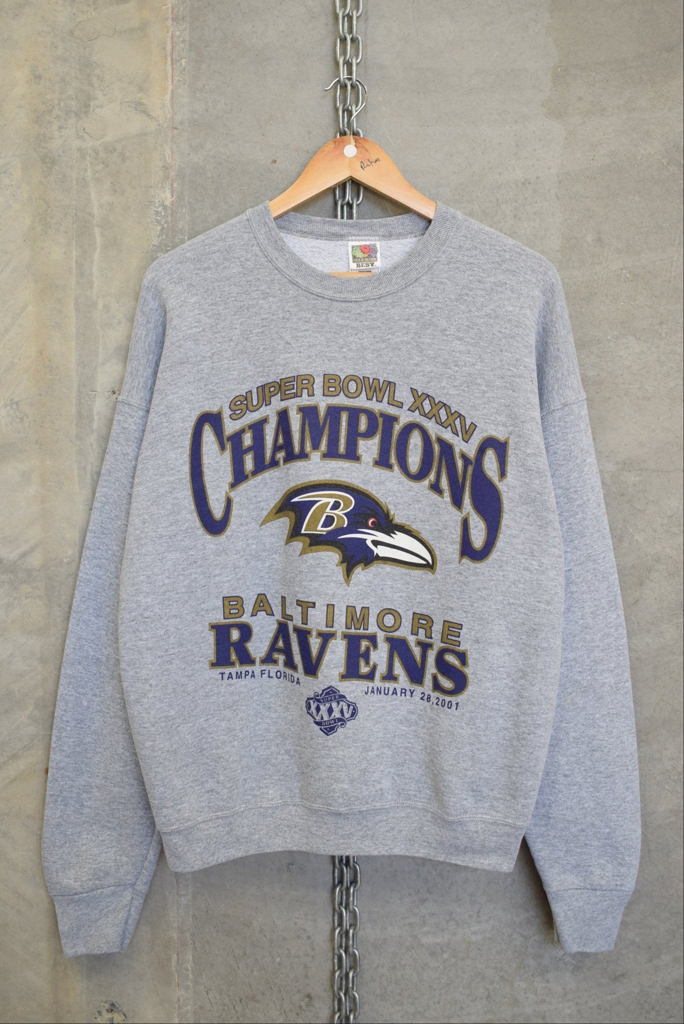 NFL Baltimore Ravens Superbowl XXXV Champions Crewneck — 2001 (M/L) - Retrospective Store