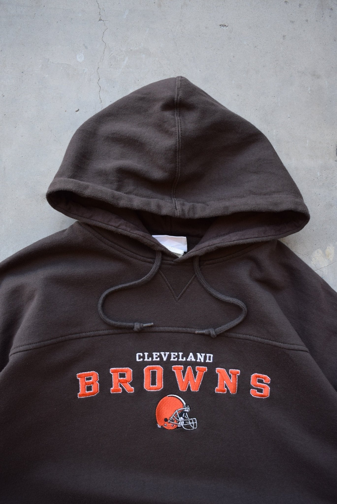NFL Cleveland Browns Brown Embroidered Spellout Hoodie — 2000s (XL) - Retrospective Store