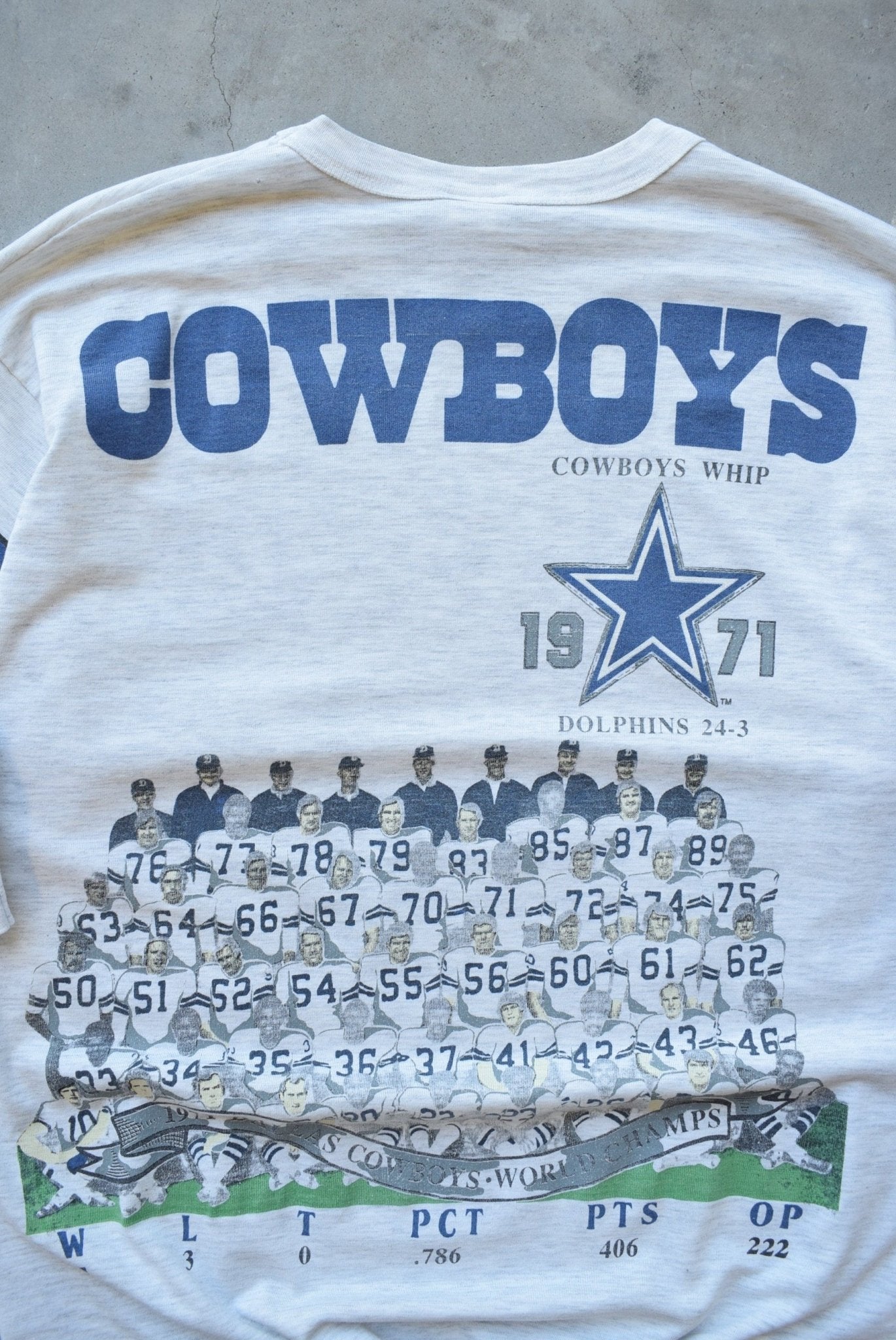 NFL Dallas Cowboys Superbowl Champions Grey Graphic Tee — 1990 (L) - Retrospective Store