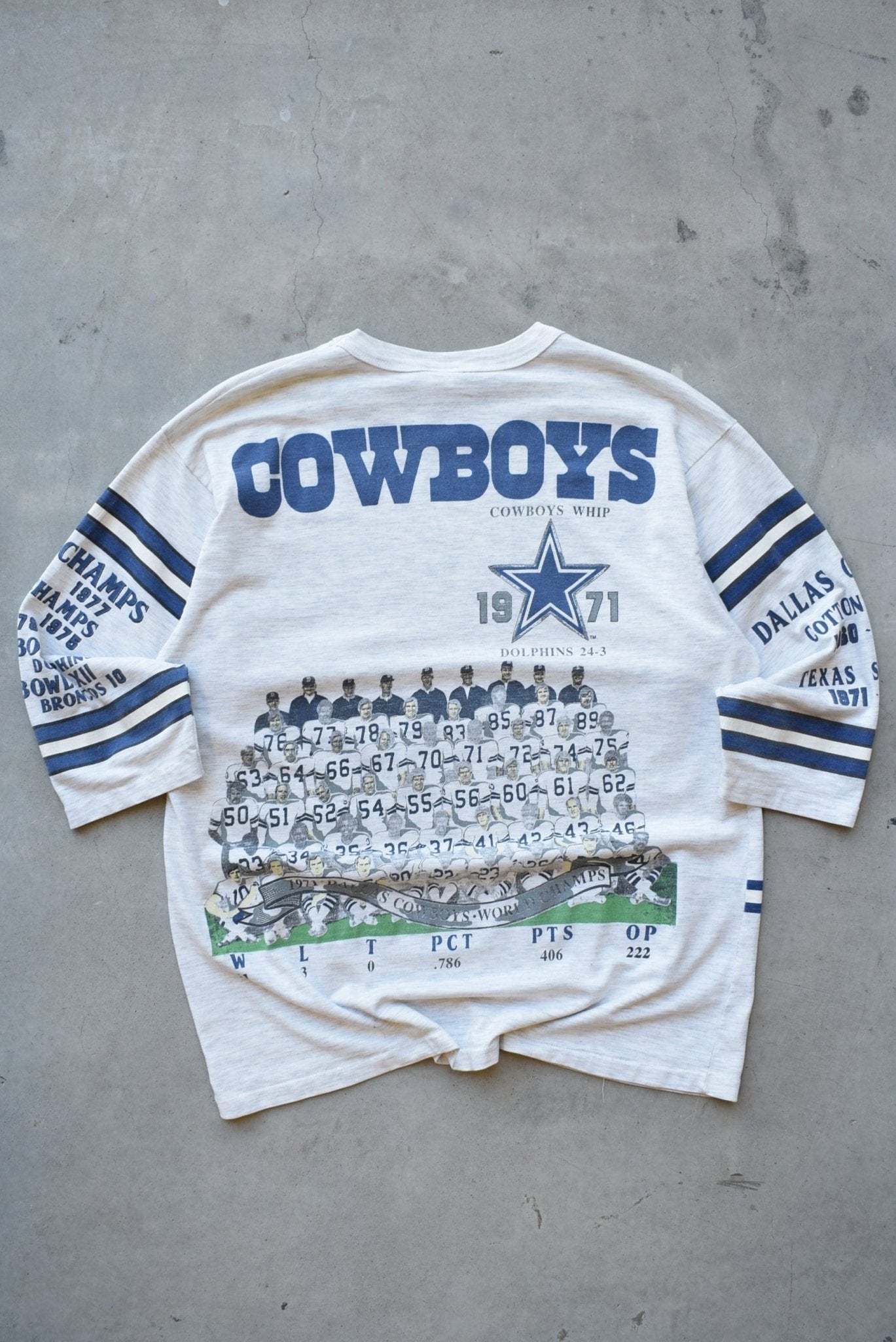 NFL Dallas Cowboys Superbowl Champions Grey Graphic Tee — 1990 (L) - Retrospective Store